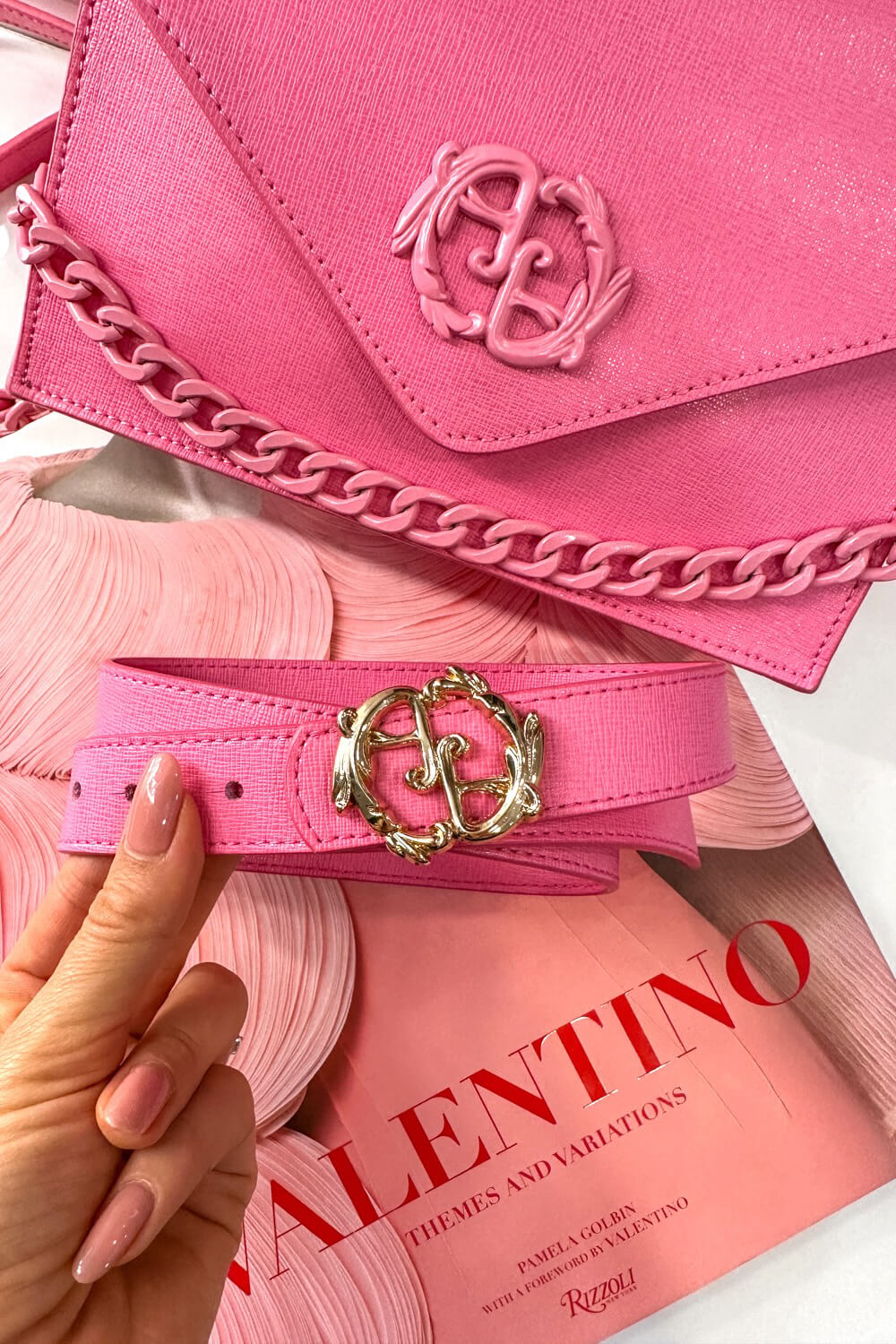 Rococo Logo Candy Pink Ζώνη - Λεπτή Με Χρυσή Αγκράφα - Εικόνα 7
