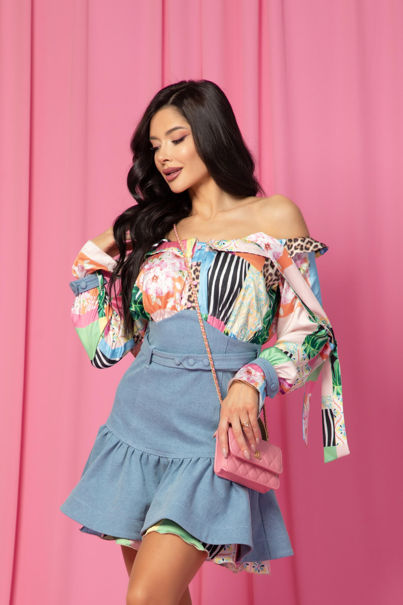 Extravagant Beauty Ruffles Φόρεμα Με Ντένιμ - Εικόνα 20