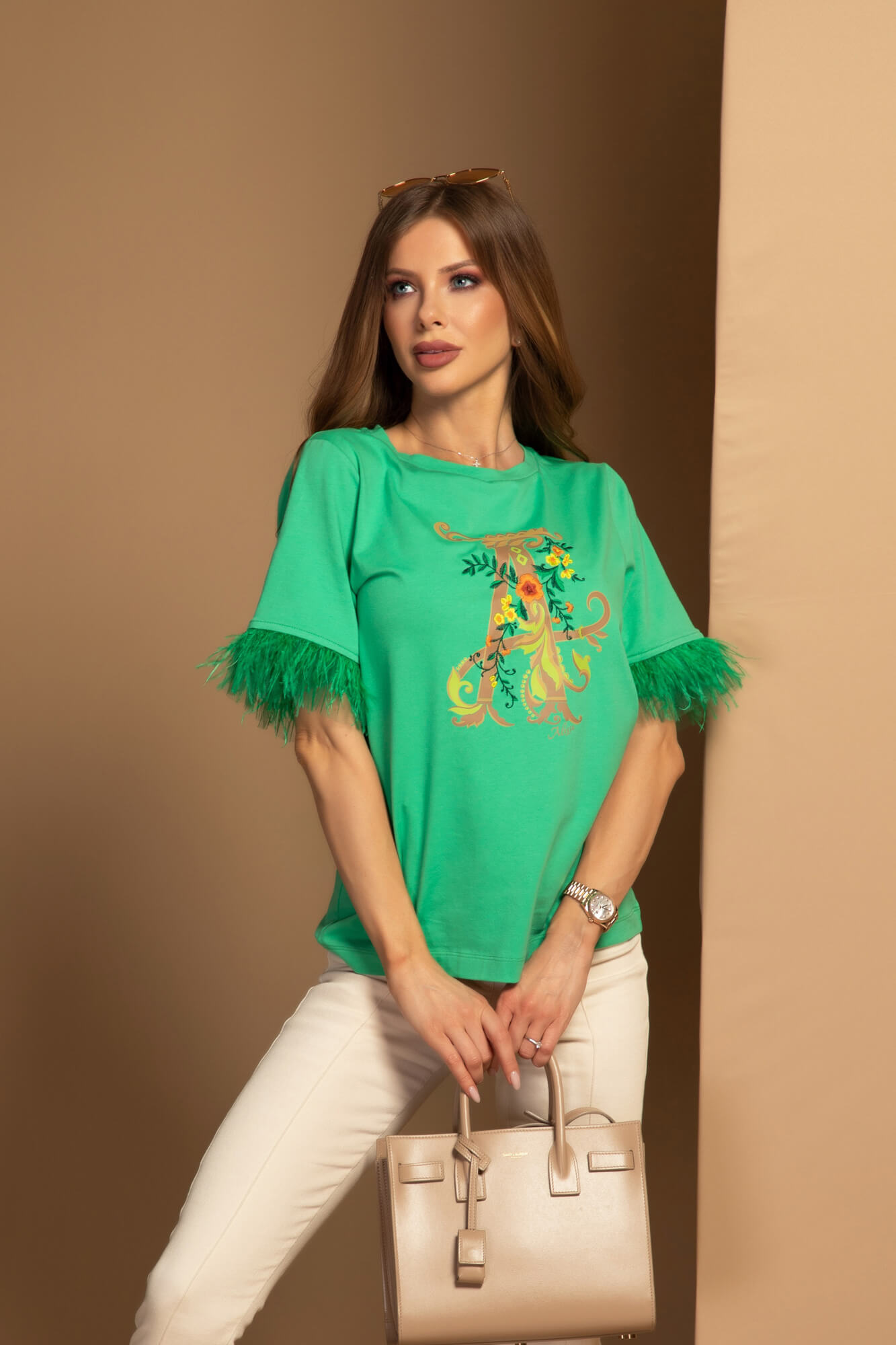 Feathered Aura T-Shirt Από Βαμβάκι - Green - Εικόνα 10