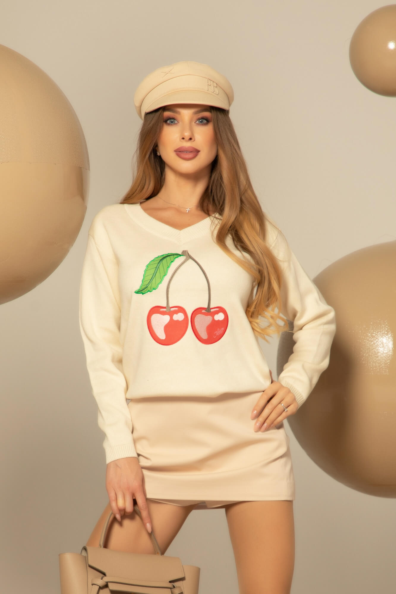 Cherry on Top Πλεκτό Πουλόβερ - Cream - Εικόνα 12