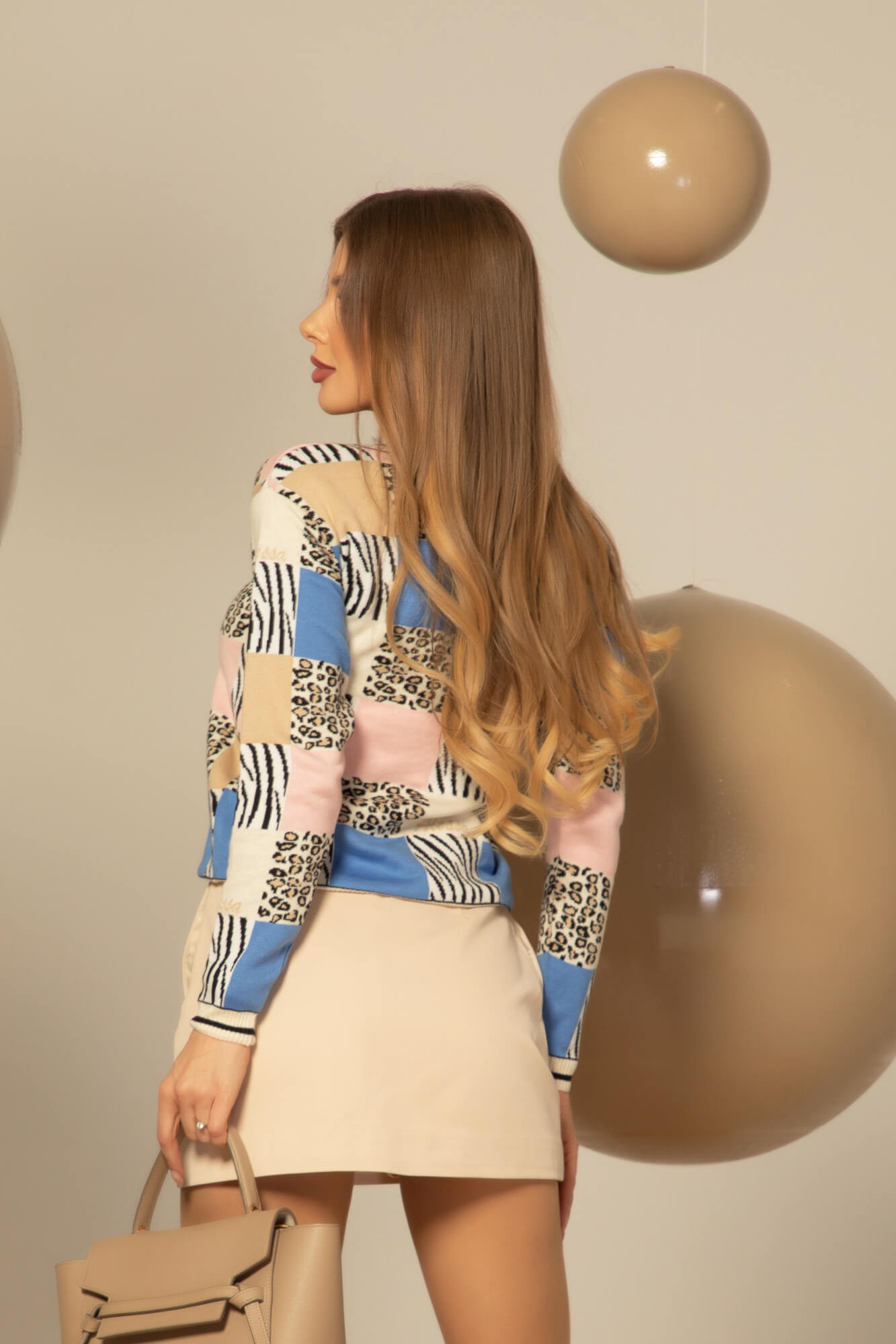 Cozy Elegance Πλεκτό Πουλόβερ - Pink/Blue - Εικόνα 9