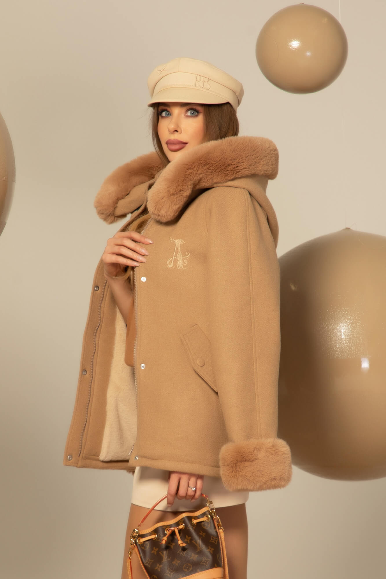 Winter Pulse Χειμωνιάτικο Παλτό - Bomber Από Κασμίρ - Mocha - Εικόνα 34