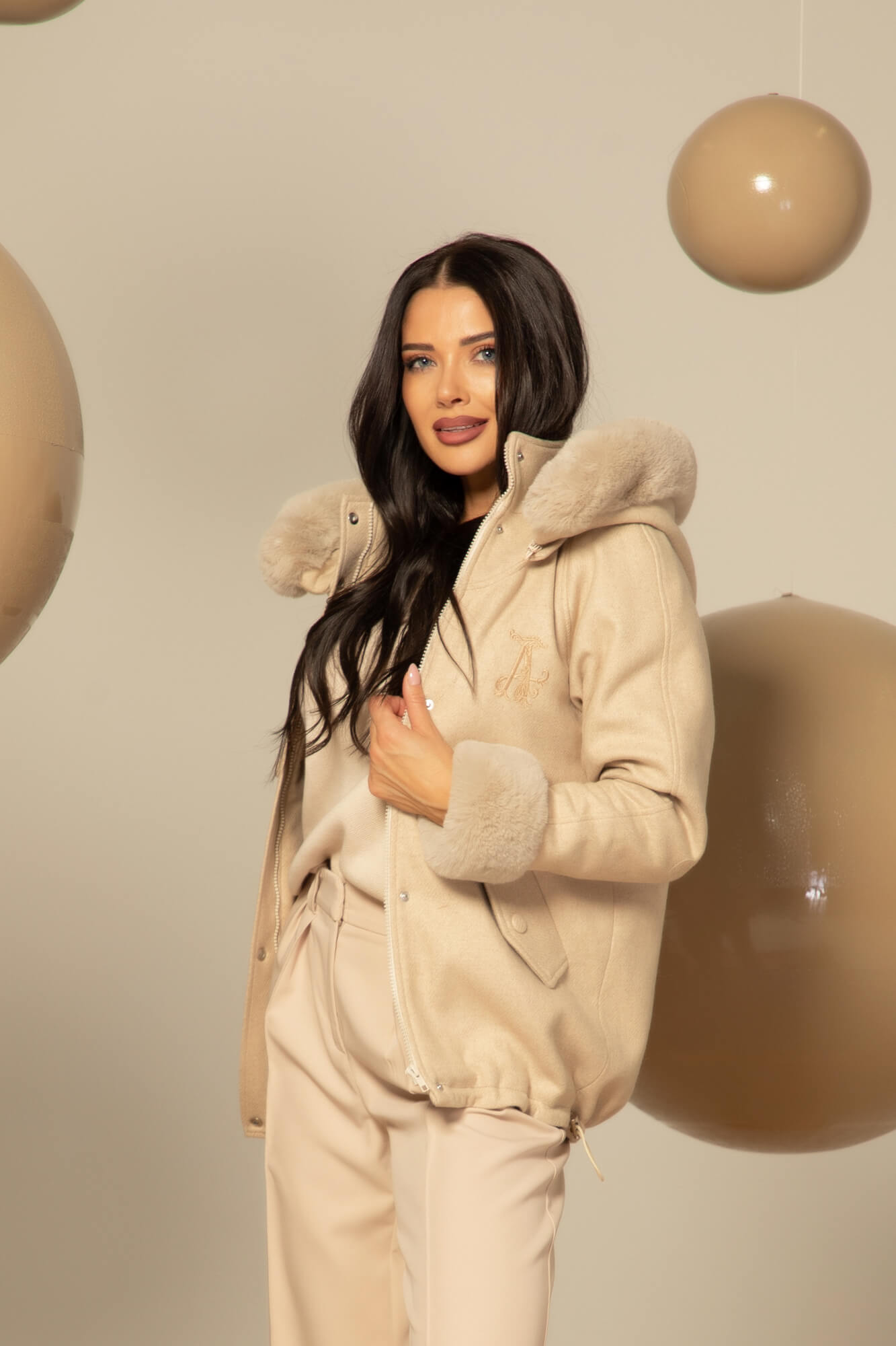Winter Pulse Χειμωνιάτικο Παλτό - Bomber Από Κασμίρ - Soft Beige - Εικόνα 31