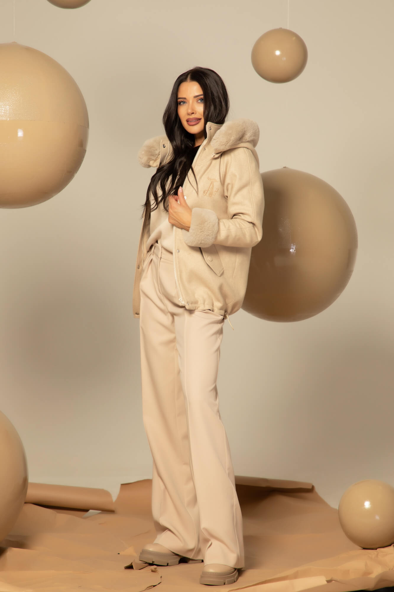 Winter Pulse Χειμωνιάτικο Παλτό - Bomber Από Κασμίρ - Soft Beige - Εικόνα 41