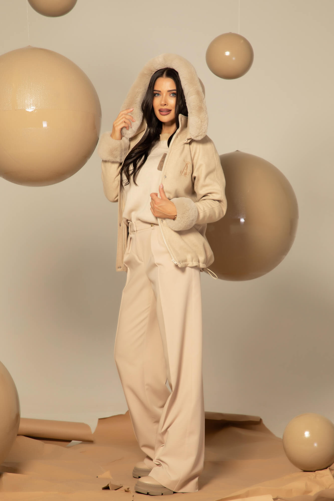 Winter Pulse Χειμωνιάτικο Παλτό - Bomber Από Κασμίρ - Soft Beige - Εικόνα 44