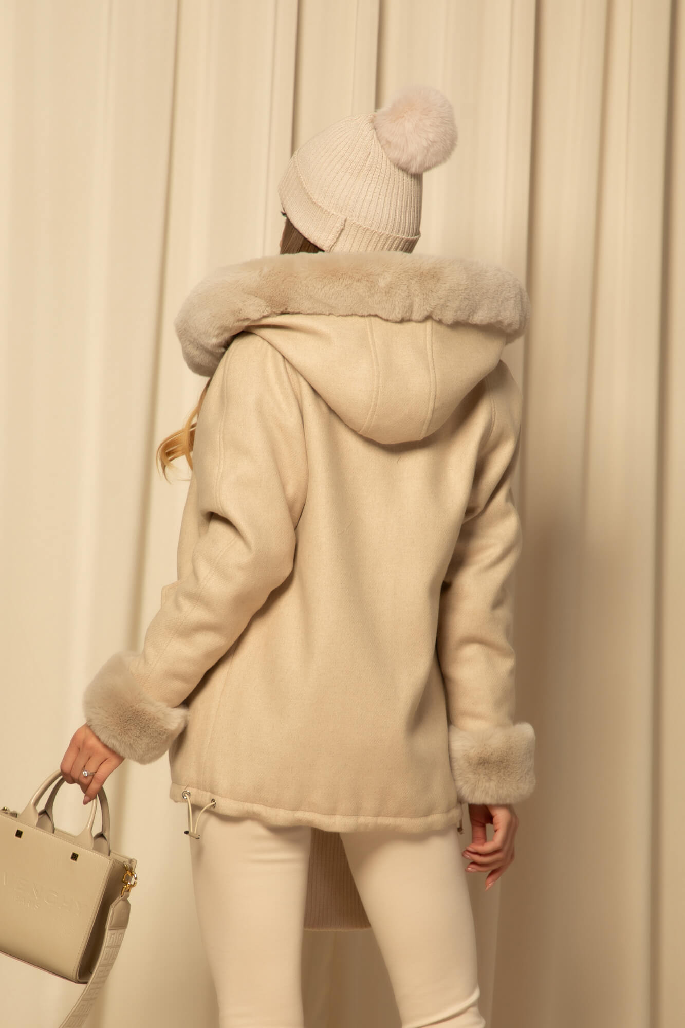 Winter Pulse Χειμωνιάτικο Παλτό - Bomber Από Κασμίρ - Soft Beige - Εικόνα 35