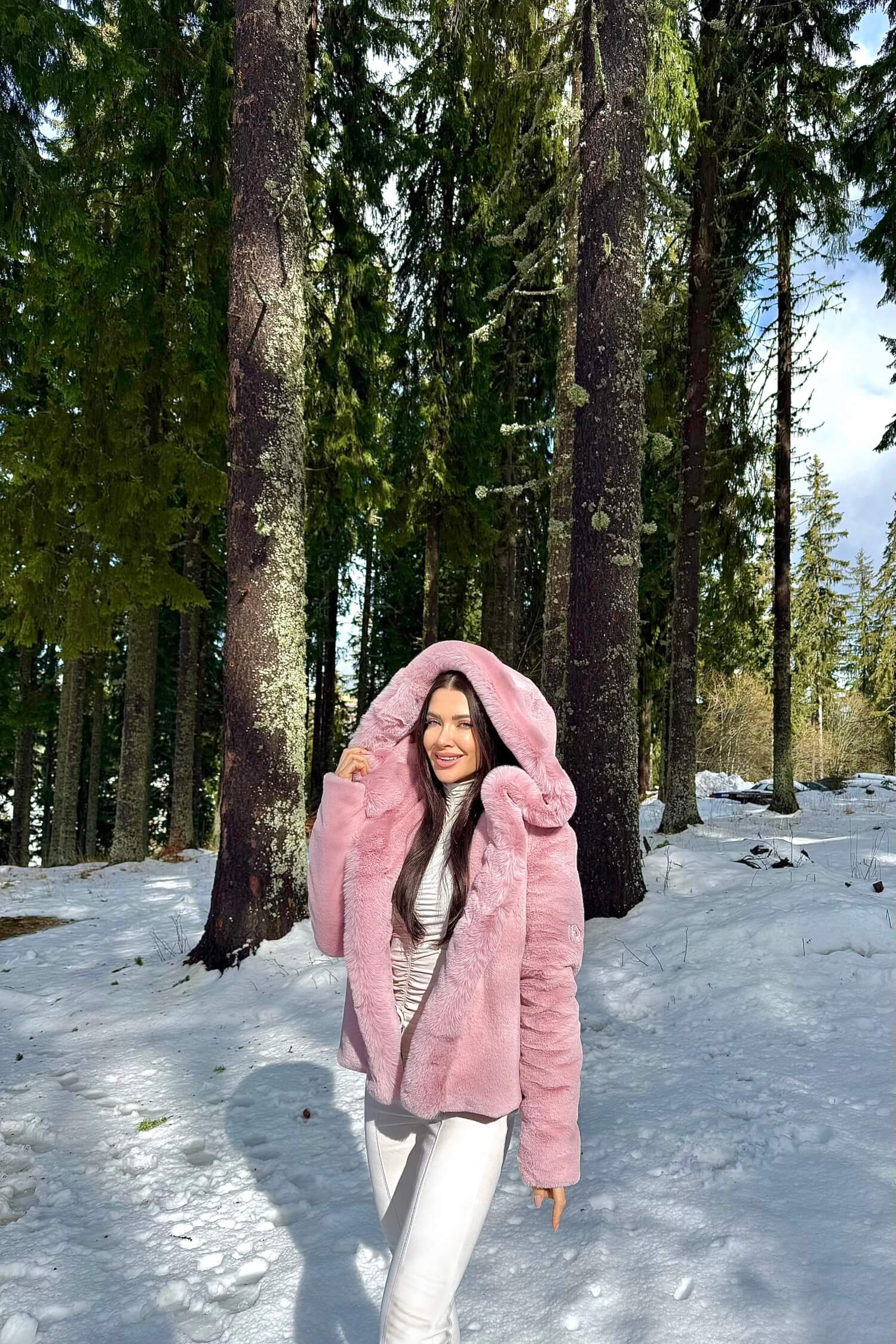 Winter Bunny Ημίπαλτο Από Οικολογική Τρίχα - Pink - Εικόνα 10