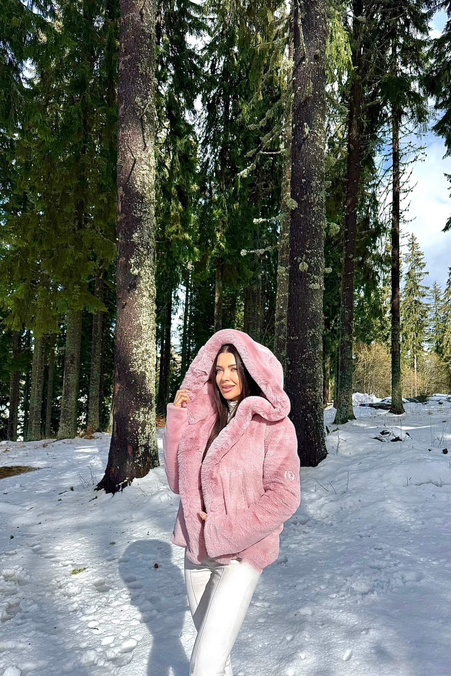 Winter Bunny Ημίπαλτο Από Οικολογική Τρίχα - Pink - Εικόνα 11
