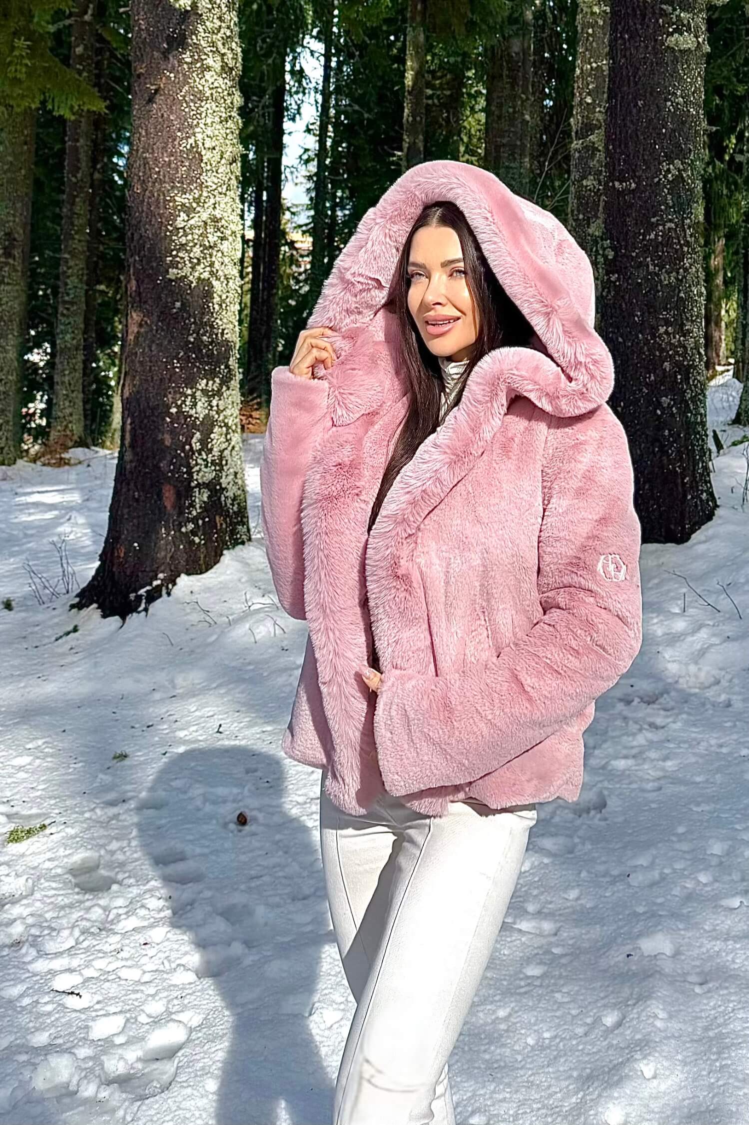 Winter Bunny Ημίπαλτο Από Οικολογική Τρίχα - Pink - Εικόνα 8