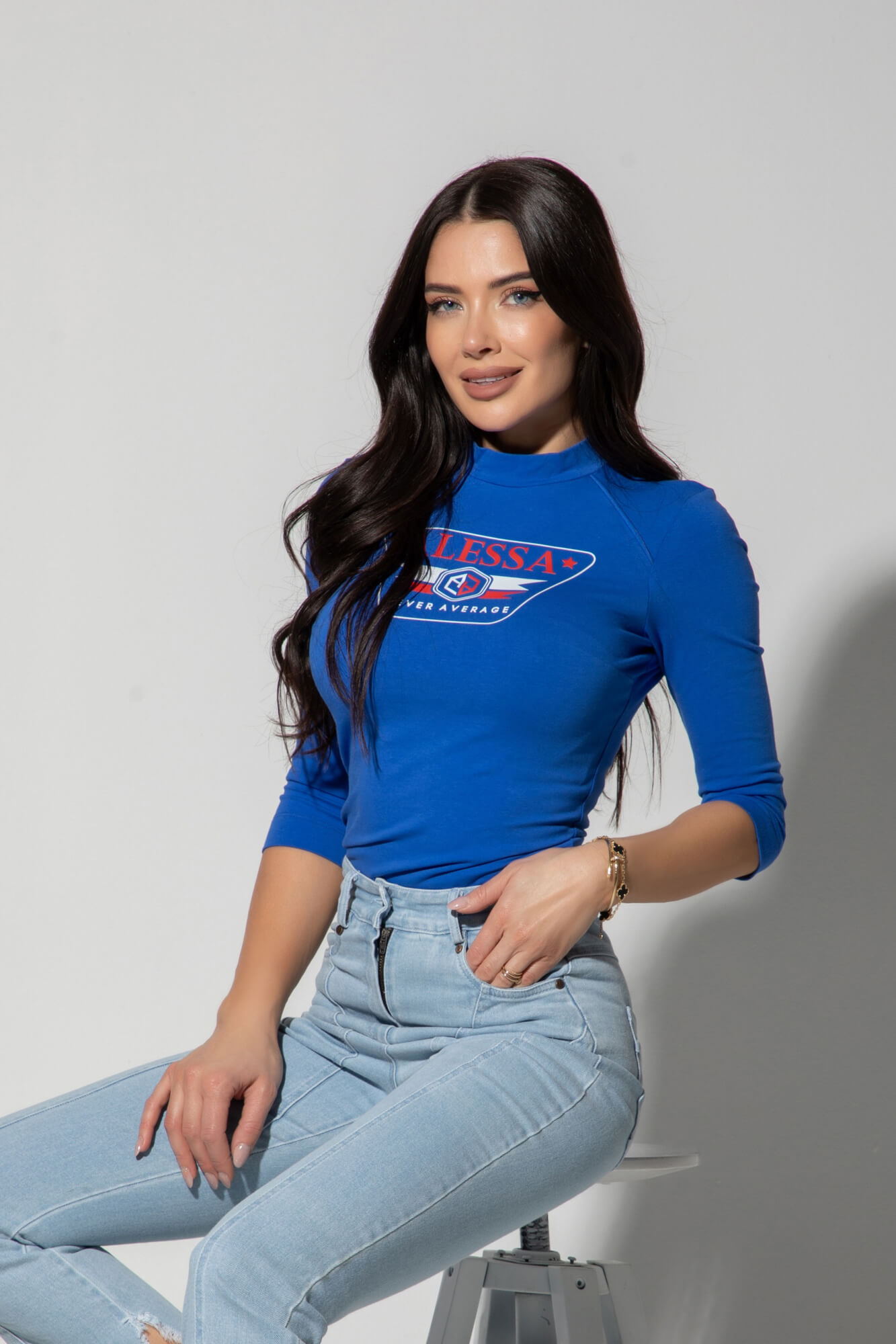 Stylish Everyday Μπλούζα Με 3/4 Μανίκι - Blue - Εικόνα 8