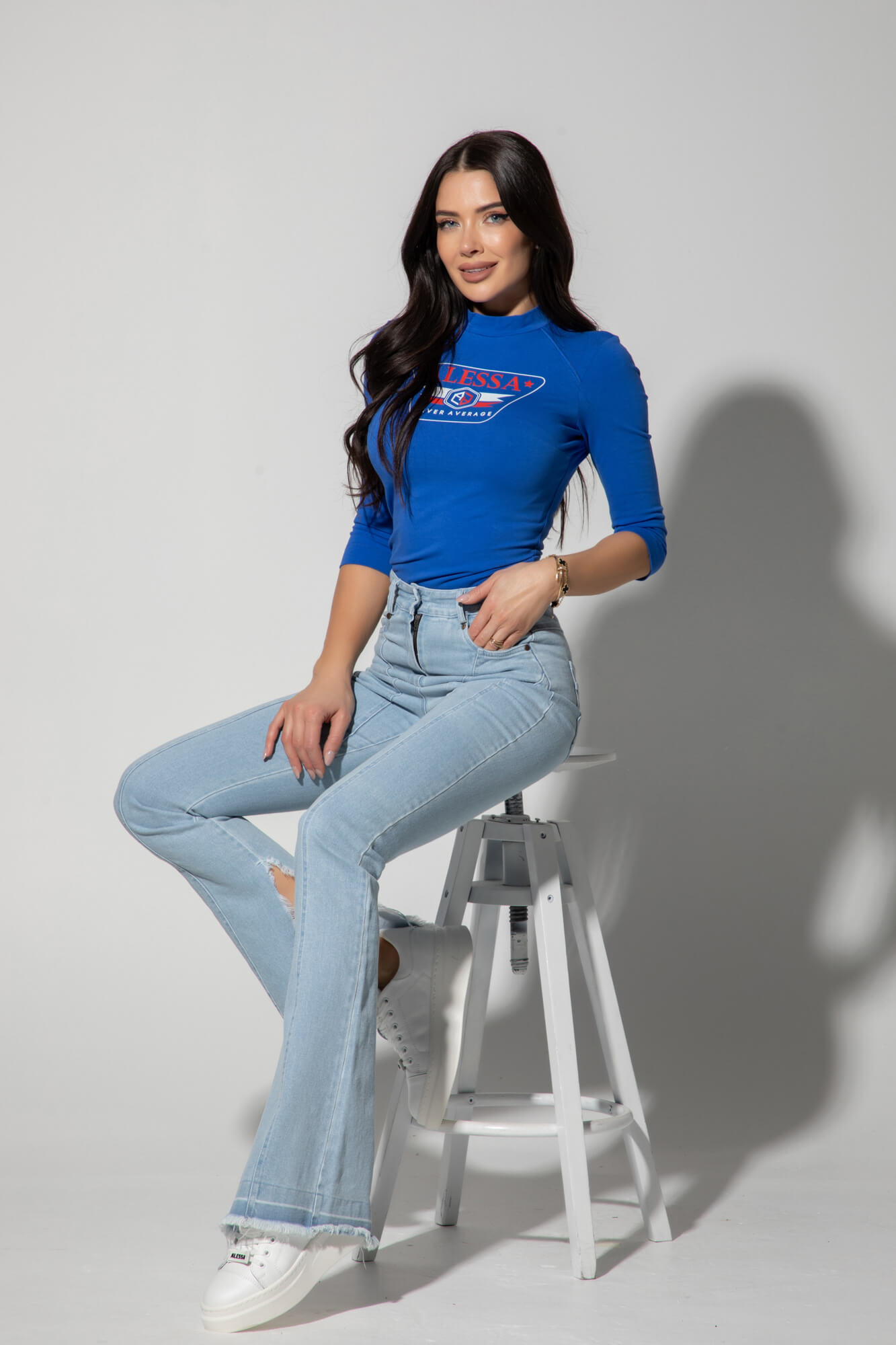 Stylish Everyday Μπλούζα Με 3/4 Μανίκι - Blue - Εικόνα 10