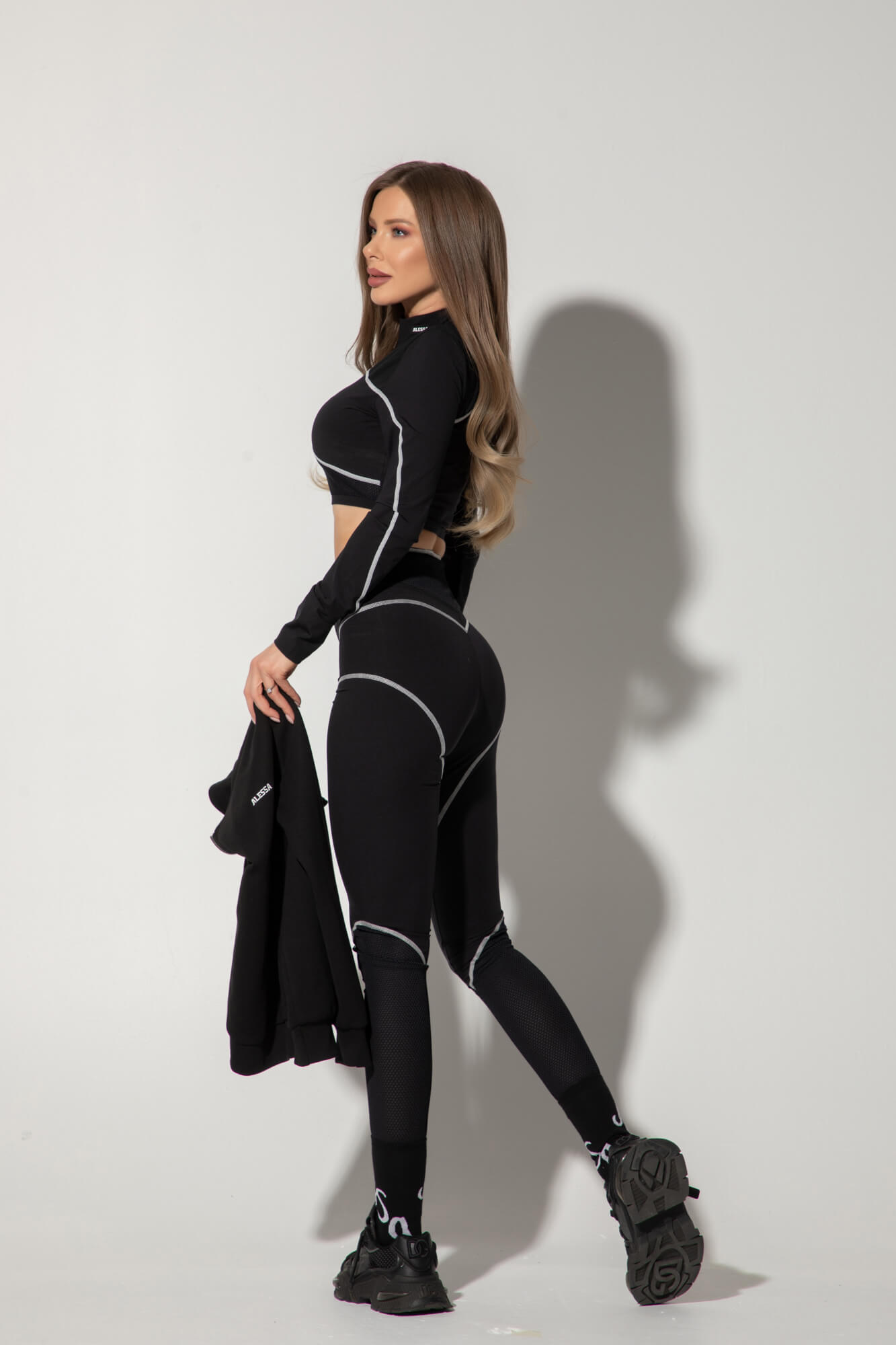 Prime Active Κροπ-Τοπ Με Μακρύ Μανίκι - Black/White - Εικόνα 11