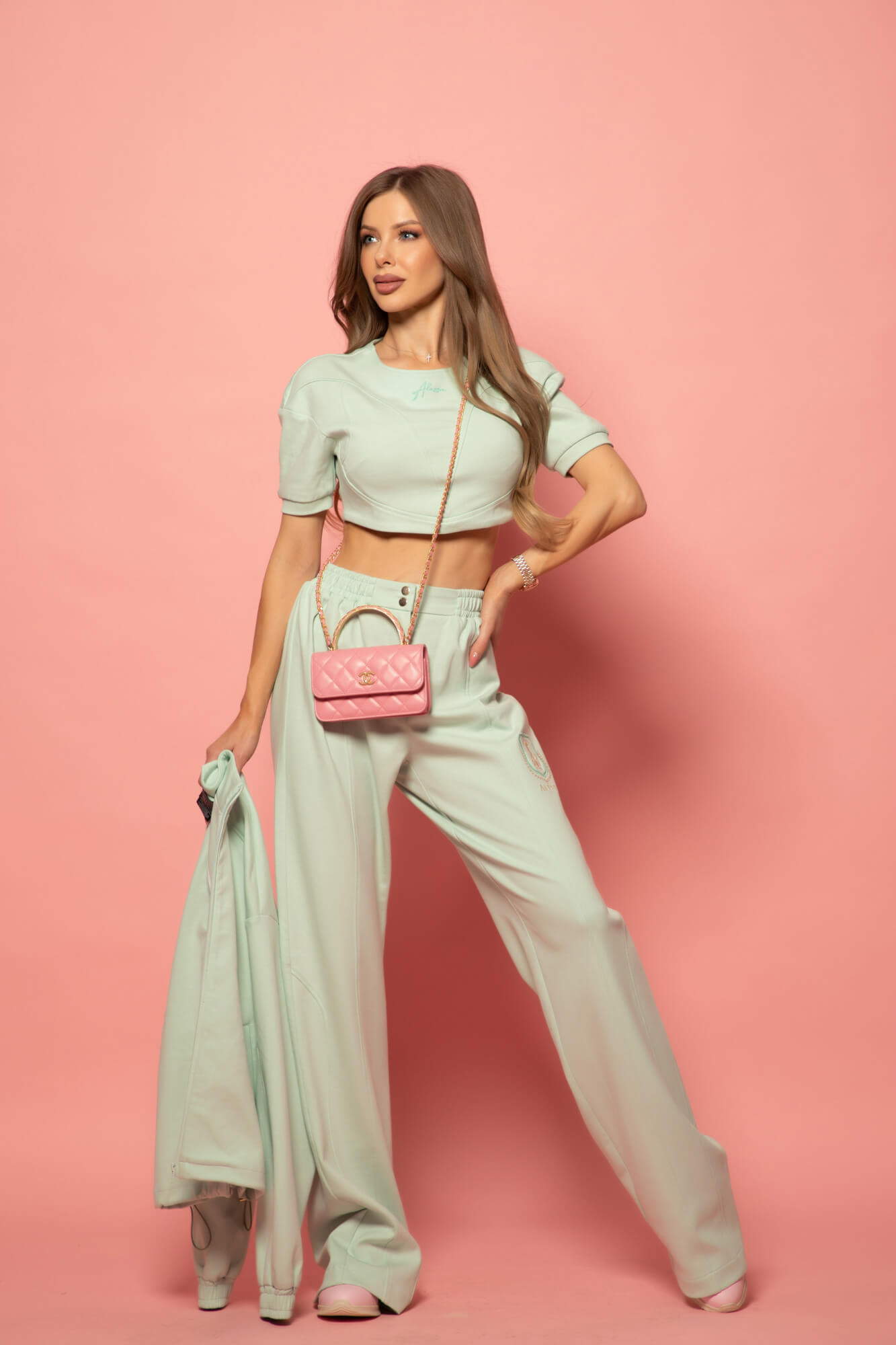 Daily Luxe Κοντή Αθλητική Μπλούζα - Mint - Εικόνα 20