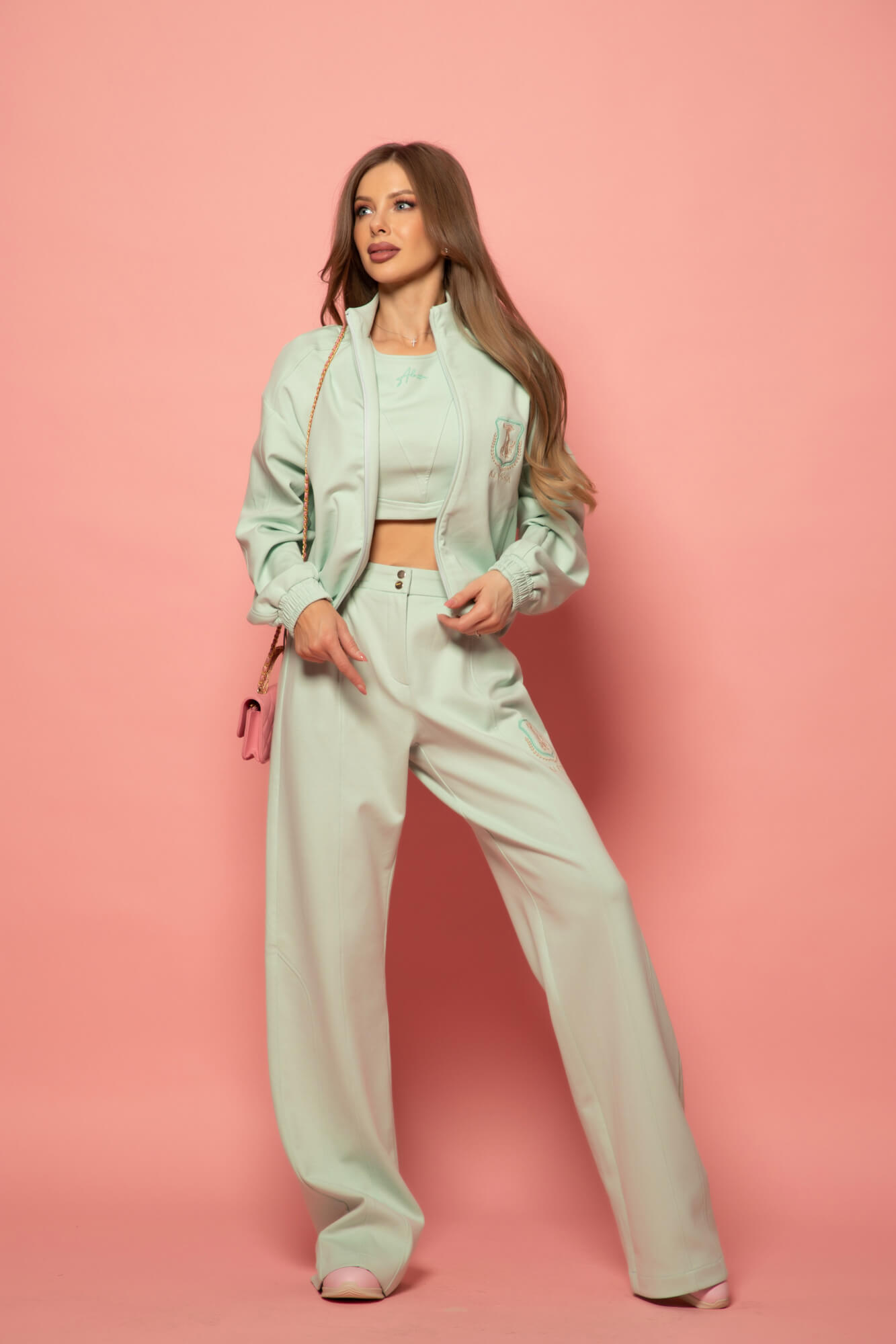 Daily Luxe Κοντή Αθλητική Μπλούζα - Mint - Εικόνα 25