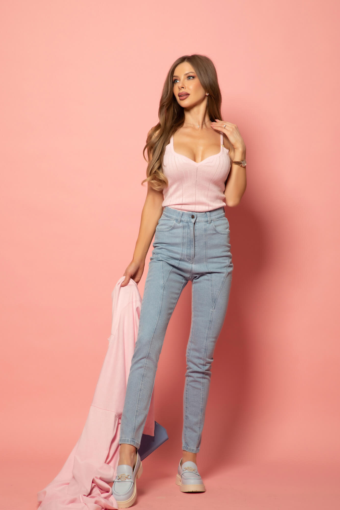 Pastel muse Μακριά Ζακέτα - Light Pink - Εικόνα 19