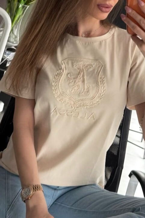 Inspire Insignia T-Shirt Με Κέντημα - Soft Beige - Εικόνα 19