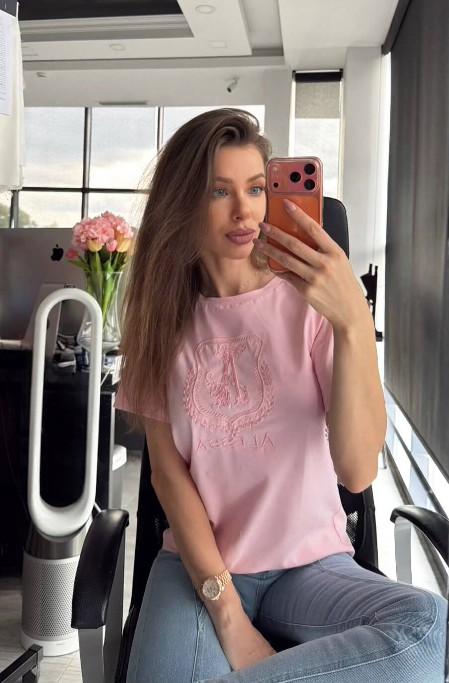 Inspire Insignia T-Shirt Με Κέντημα - Light Pink - Εικόνα 10