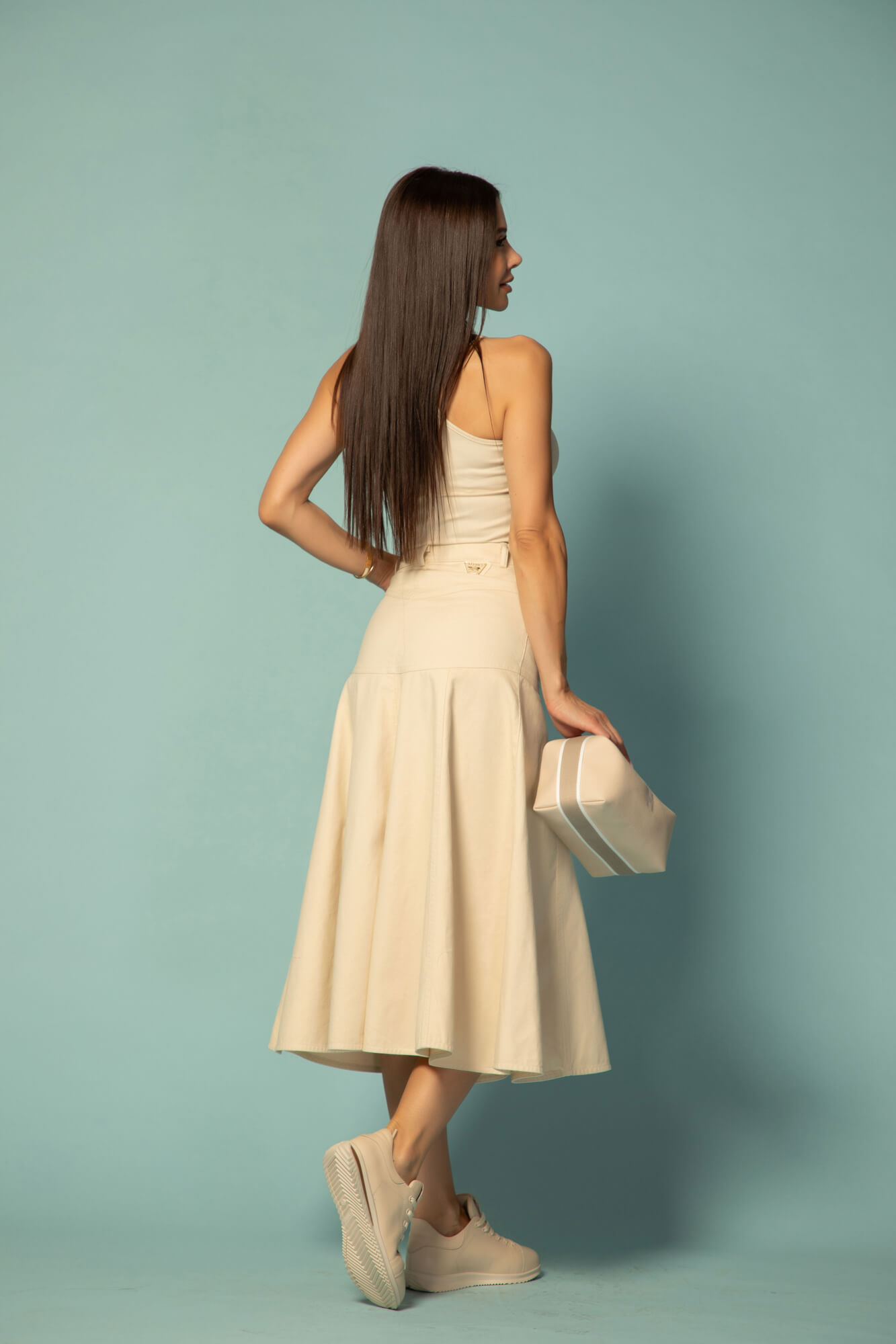 Denim Fever Midi Φούστα - Soft Beige - Εικόνα 8