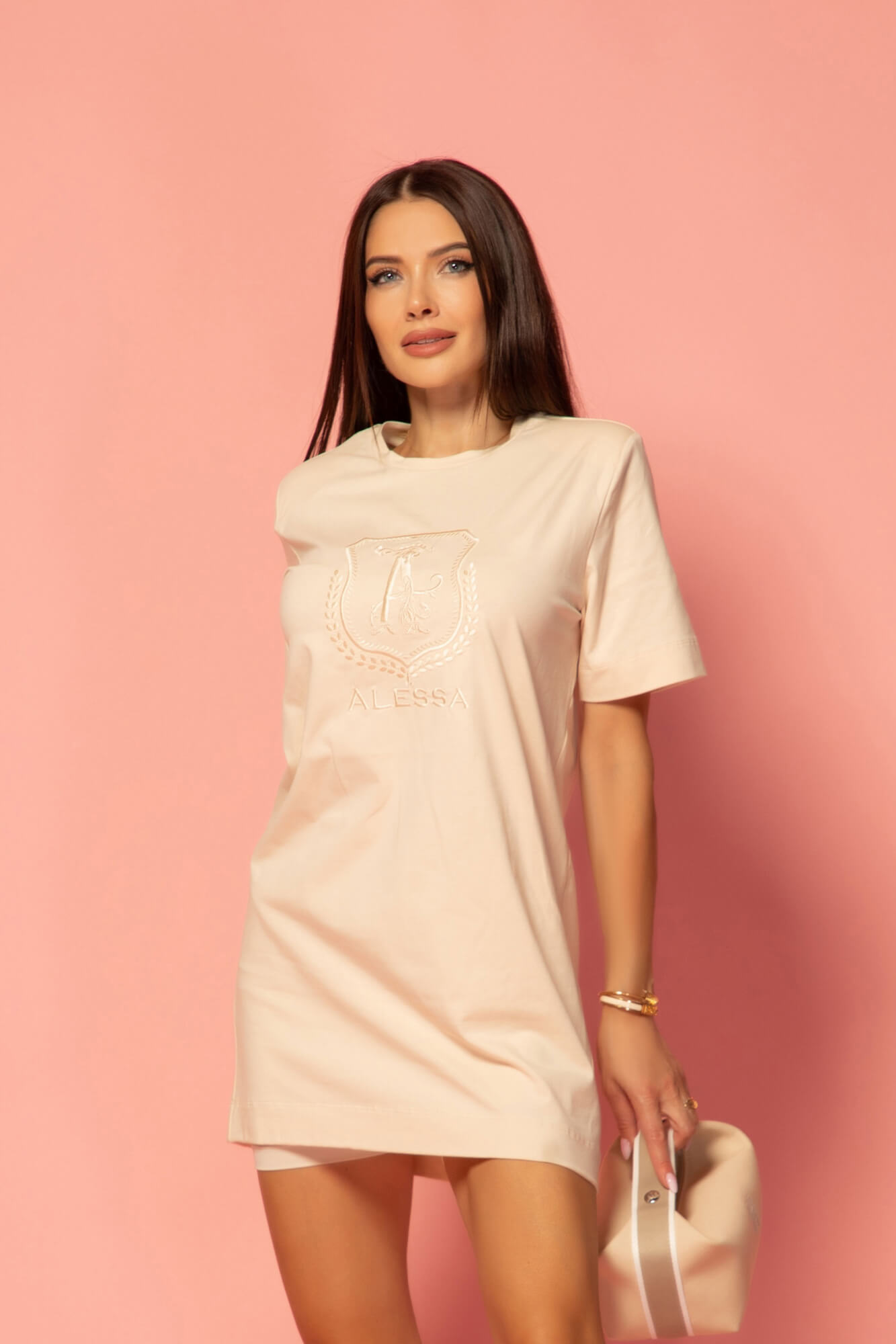 Inspire Insignia Φόρεμα - T-Shirt Με Κέντημα - Soft Beige - Εικόνα 11