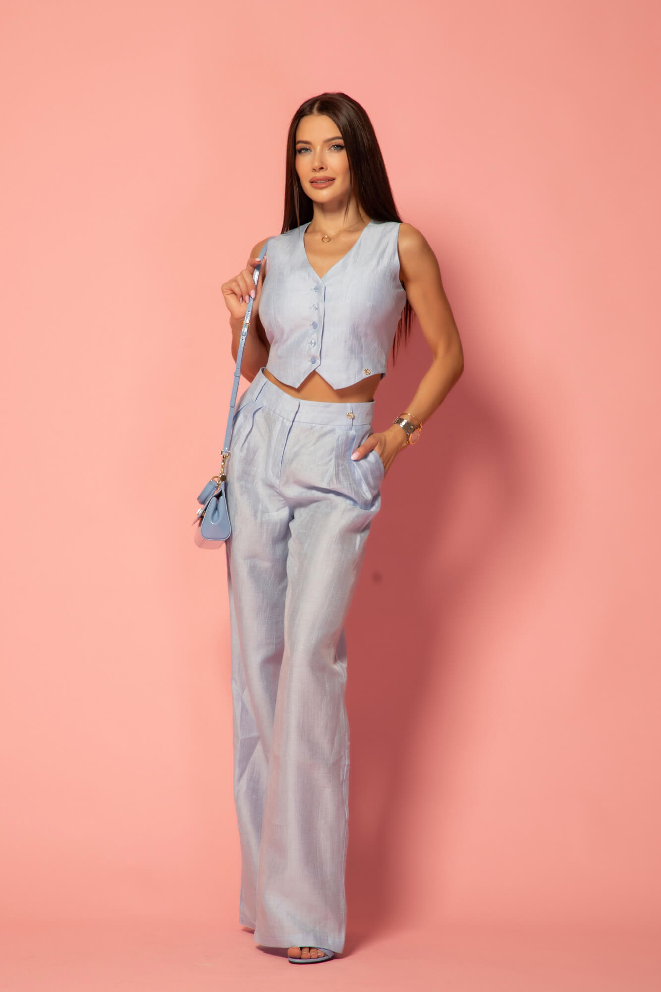 Riviera Grace Γιλέκο Από Λινό - Light Blue - Εικόνα 12