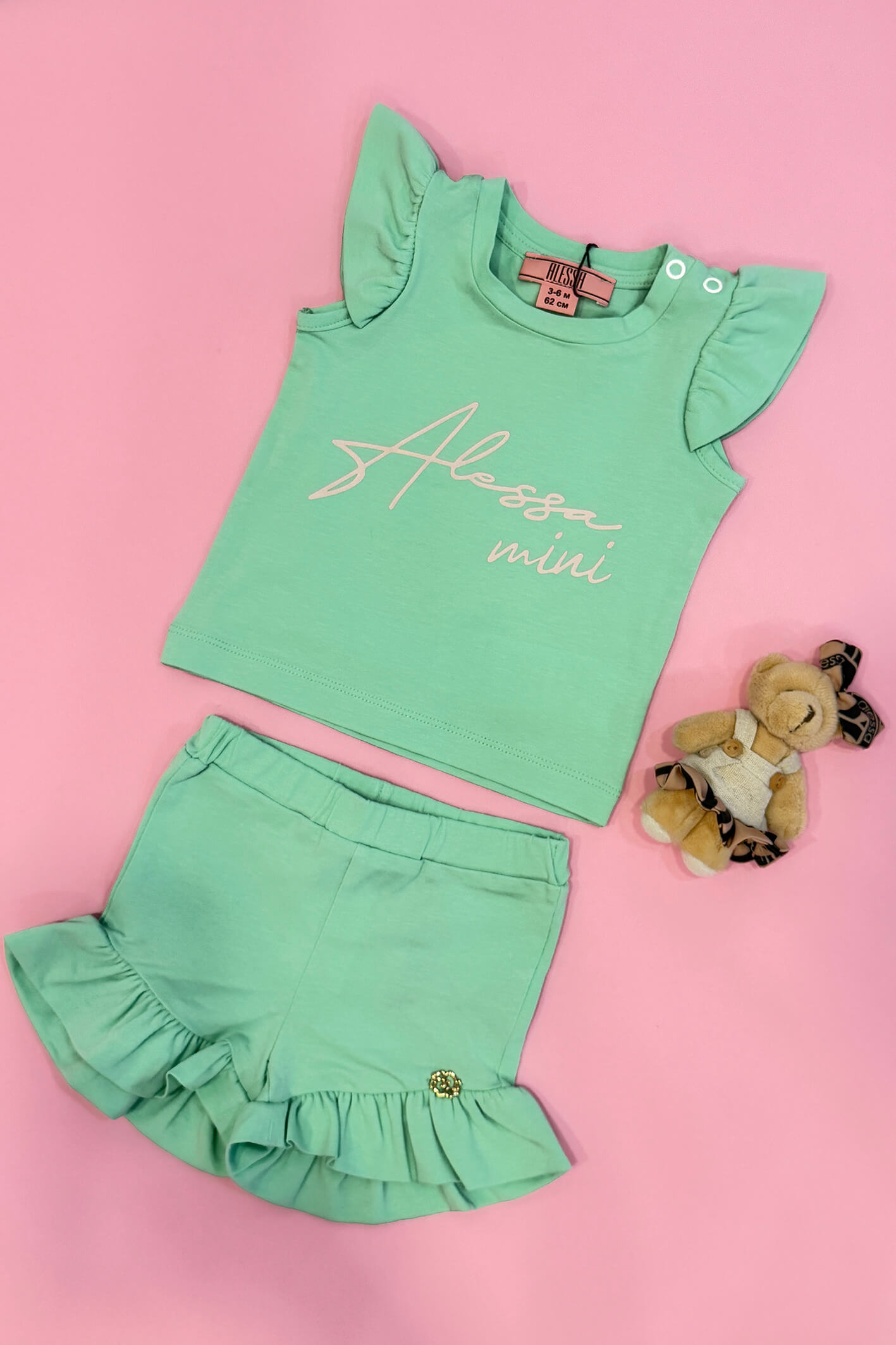 Baby Love Mini T-Shirt Από Βαμβάκι - Mint - Εικόνα 6
