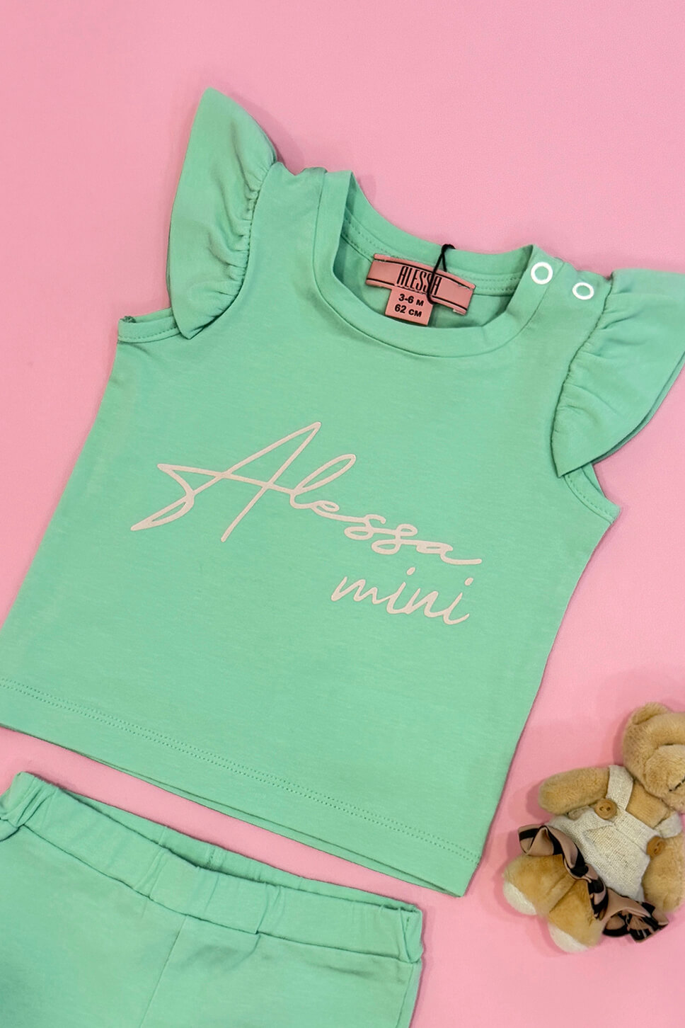 Baby Love Mini T-Shirt Από Βαμβάκι - Mint - Εικόνα 5