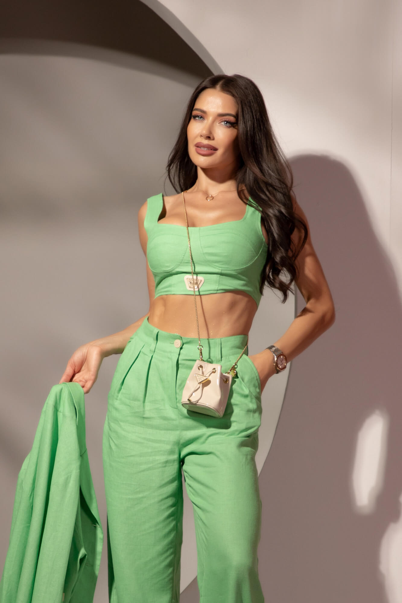 Linen Muse Κροπ-Τοπ Από Λινό - Green - Εικόνα 17