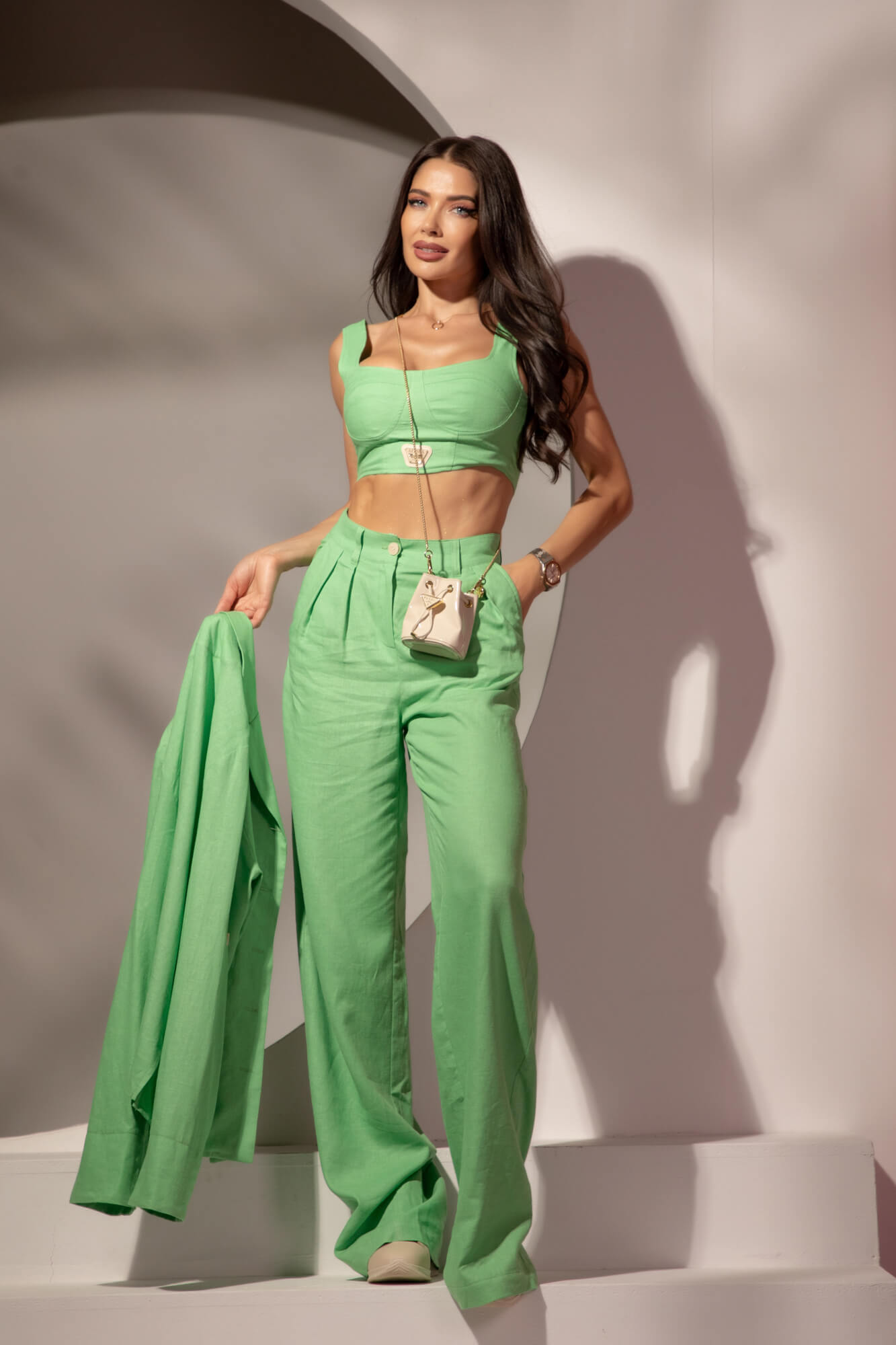 Linen Muse Κροπ-Τοπ Από Λινό - Green - Εικόνα 18