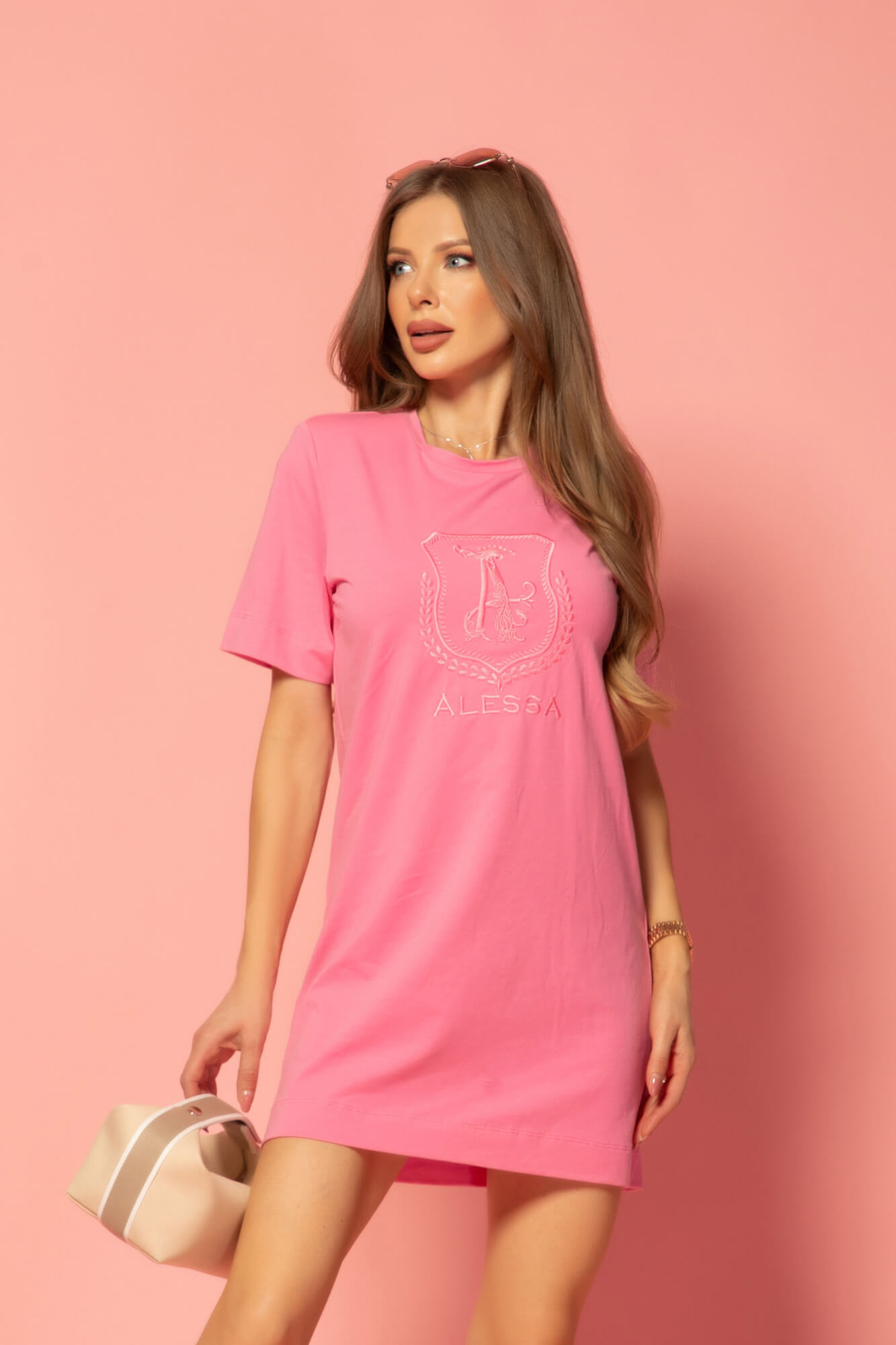 Inspire Insignia Φόρεμα - T-Shirt Με Κέντημα - Pink - Εικόνα 10