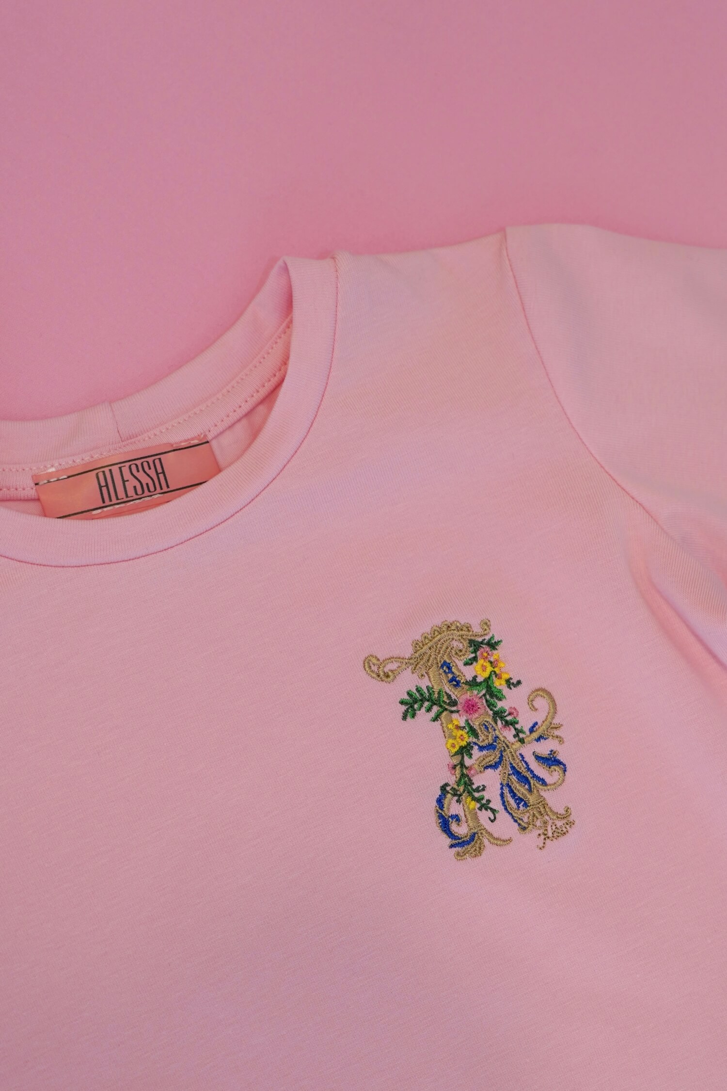 Alessa Royalty Mini T-Shirt με κέντημα - Light Pink - Εικόνα 5