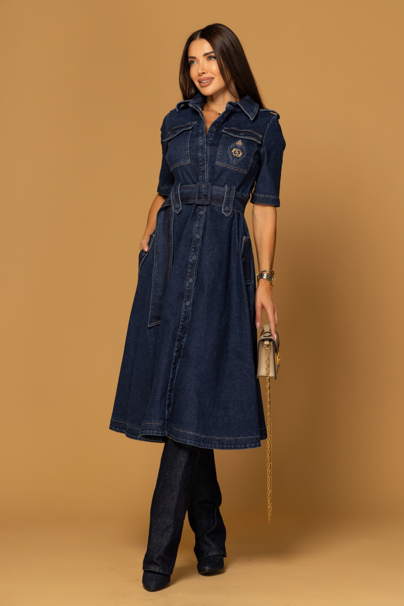 Elevated Essentials Φόρεμα-Καμπαρντίνα - Denim - Εικόνα 13