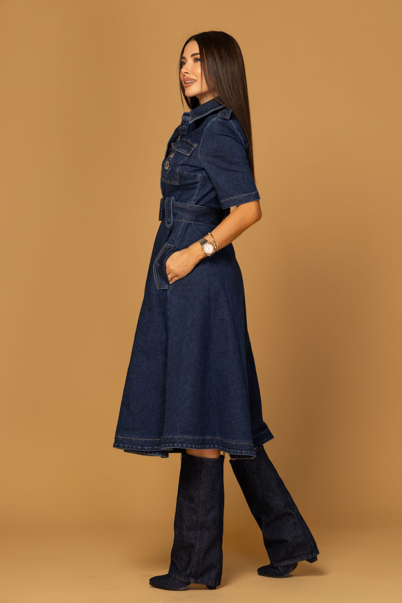 Elevated Essentials Φόρεμα-Καμπαρντίνα - Denim - Εικόνα 14