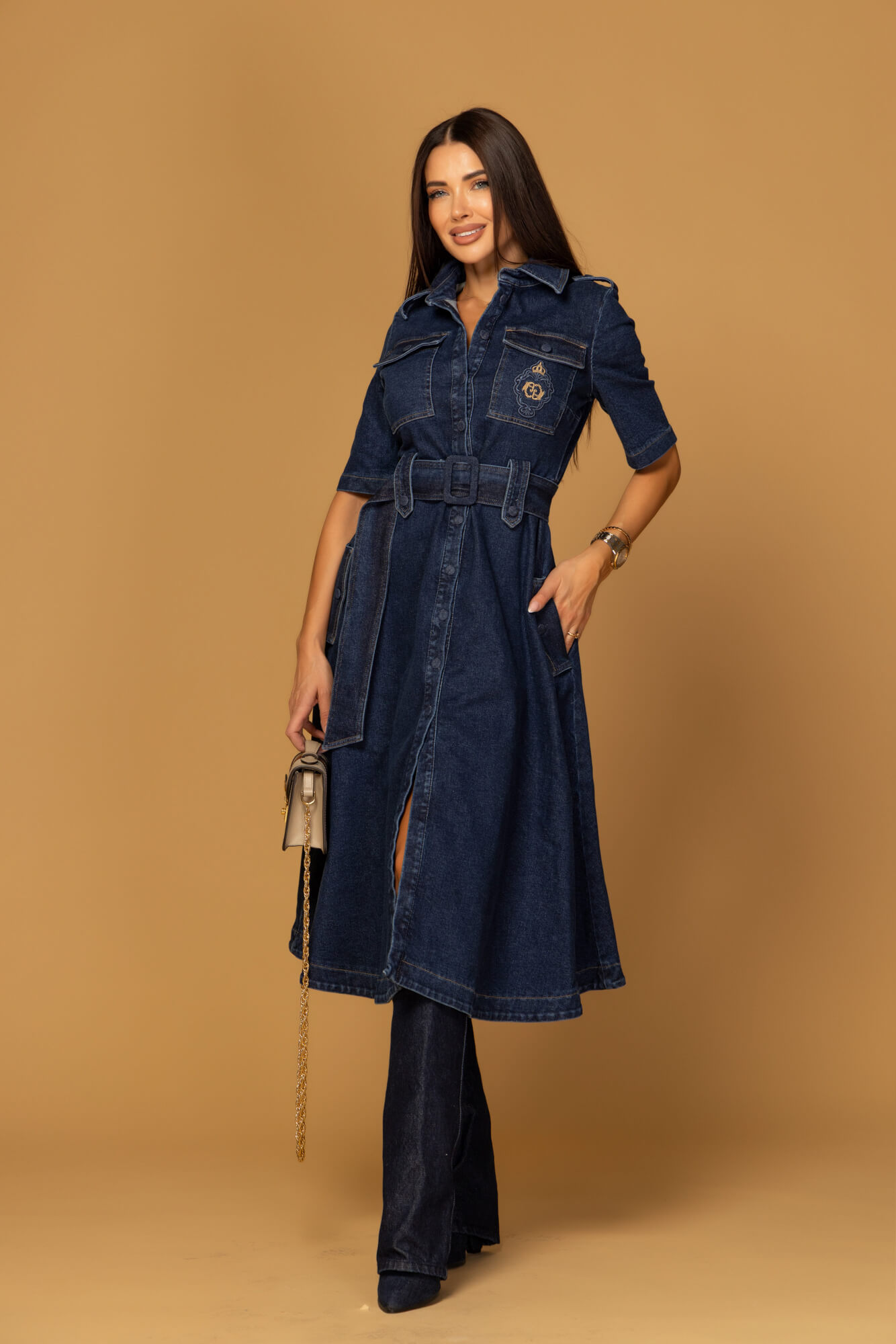 Elevated Essentials Φόρεμα-Καμπαρντίνα - Denim - Εικόνα 15