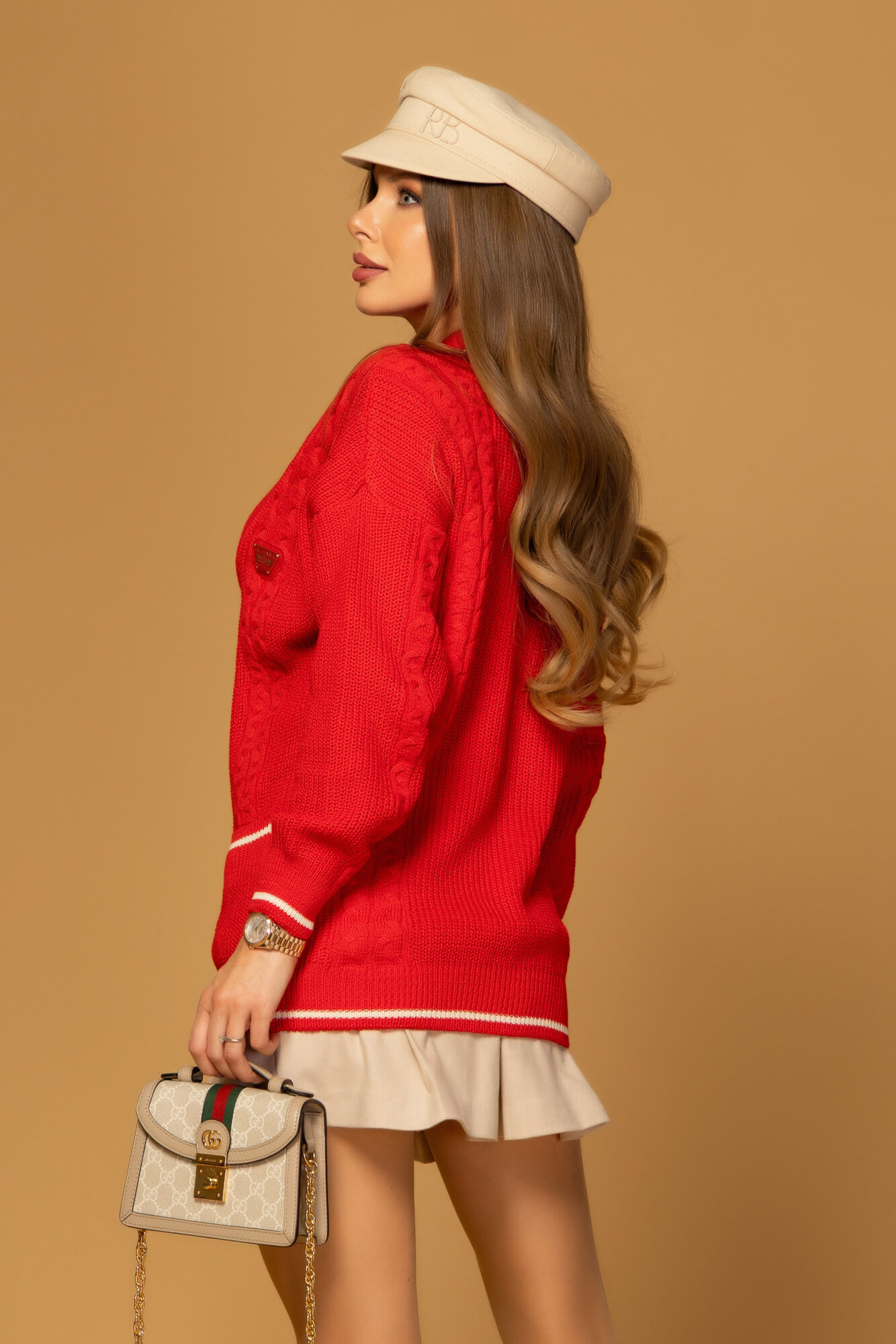 Forever Luxe Πλεκτή Ζακέτα - Red - Εικόνα 13