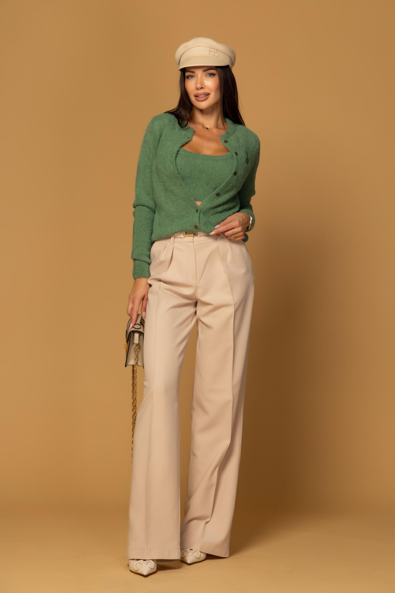 Emblem Knit Ζακέτα Από Απαλή Χνουδωτή Πλέξη - Green - Εικόνα 16