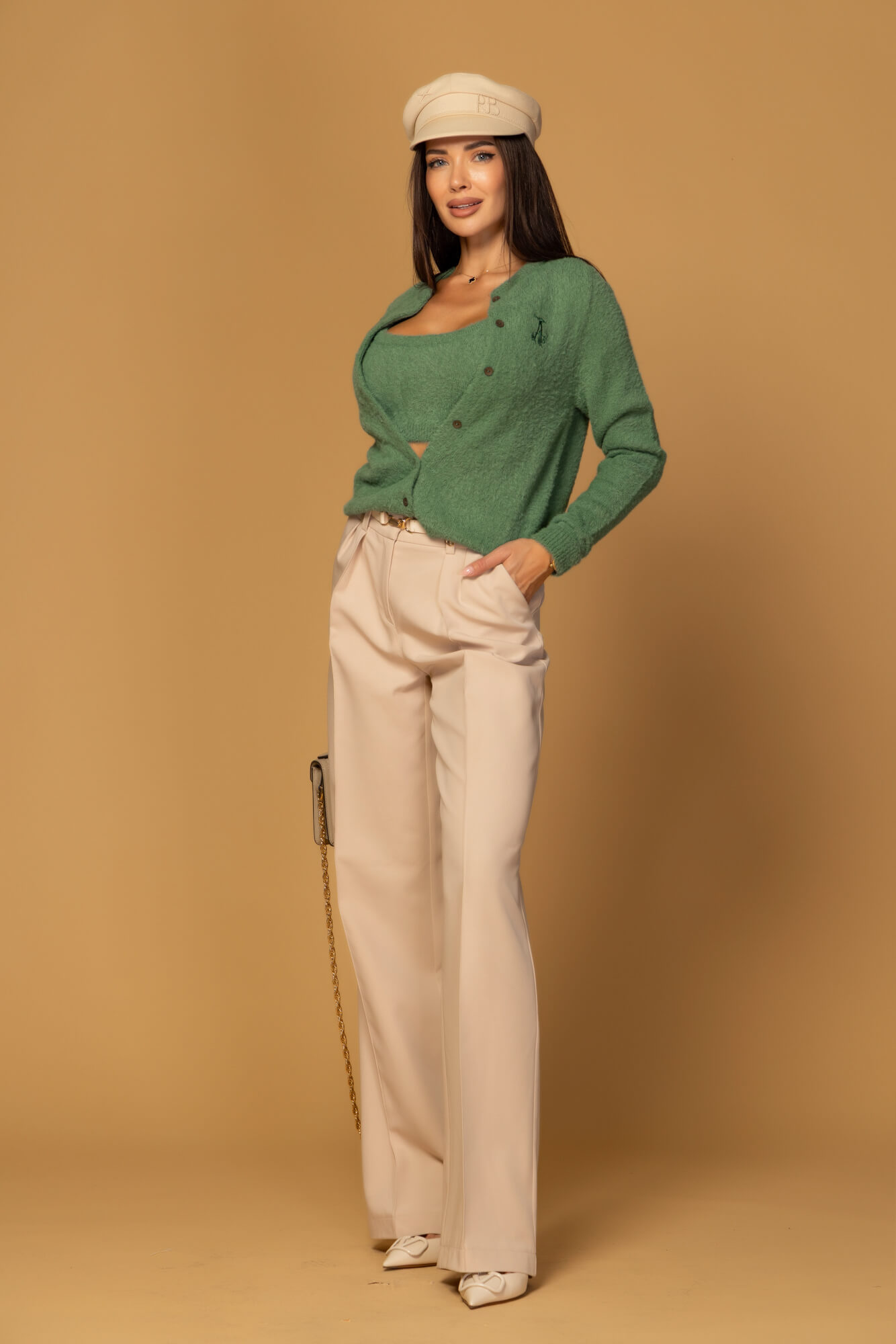 Emblem Knit Ζακέτα Από Απαλή Χνουδωτή Πλέξη - Green - Εικόνα 18