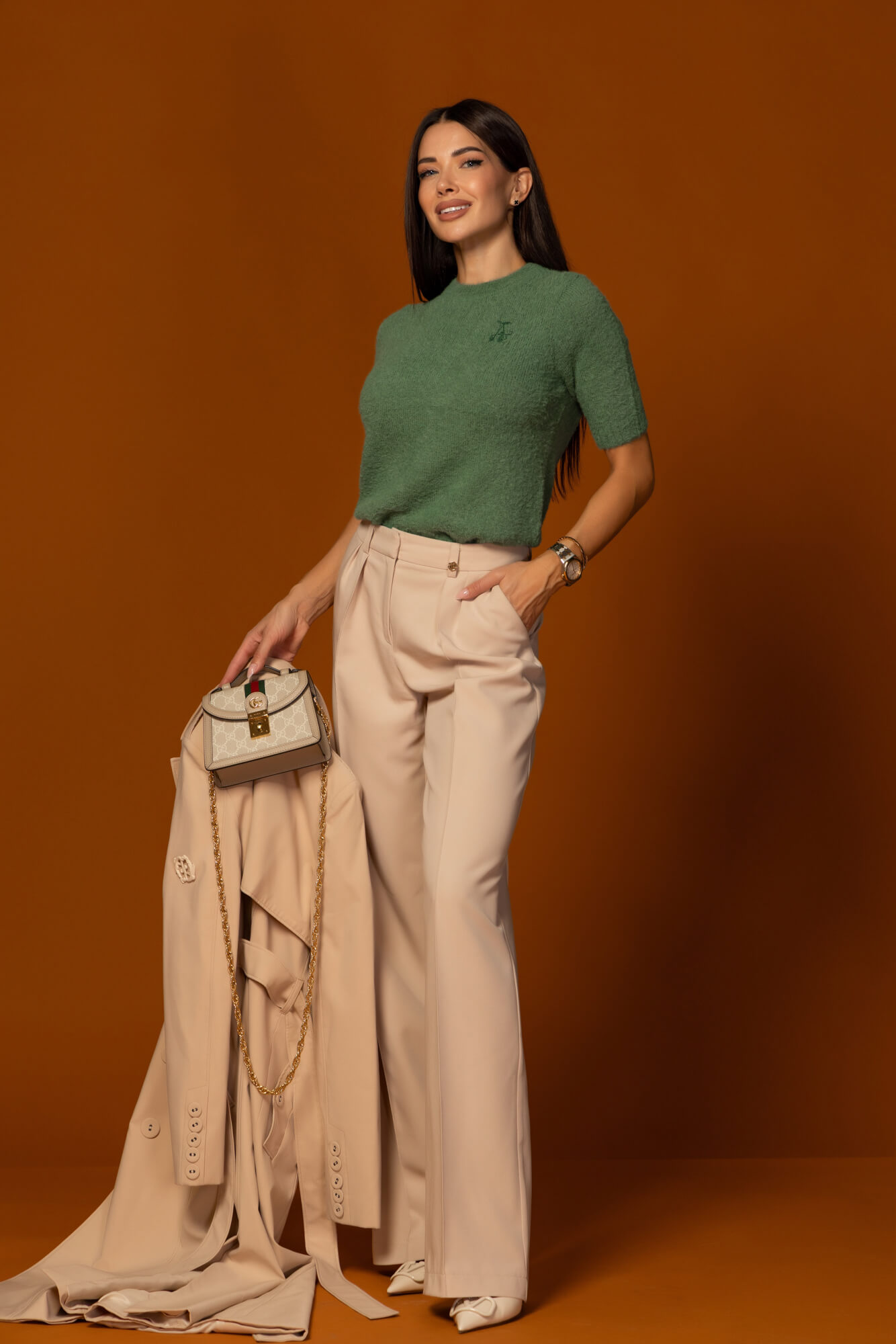 Emblem Knit Πλεκτό Μπλουζάκι - Green - Εικόνα 10