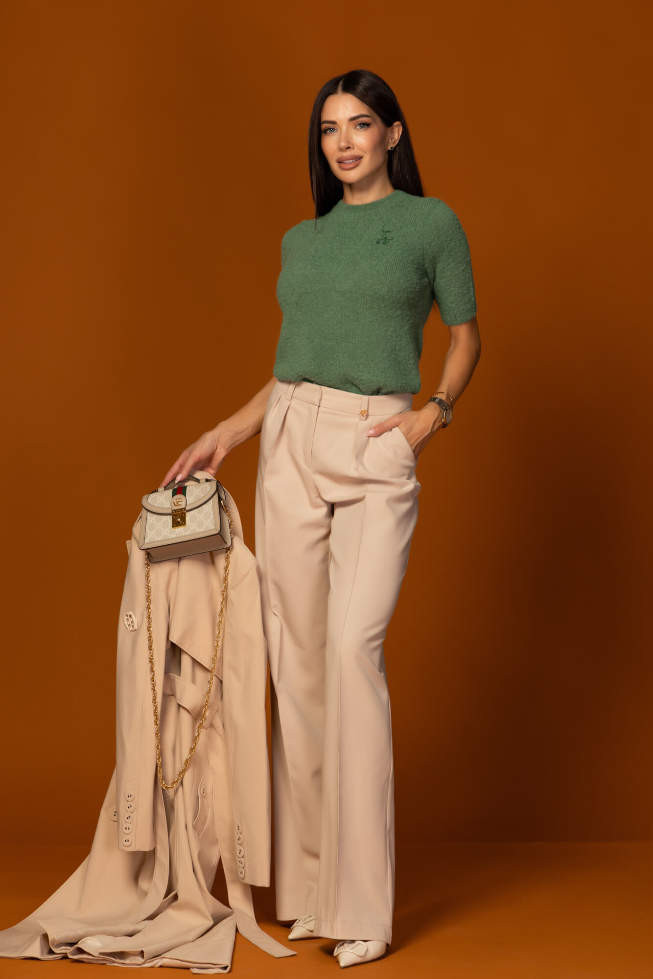 Emblem Knit Πλεκτό Μπλουζάκι - Green - Εικόνα 12