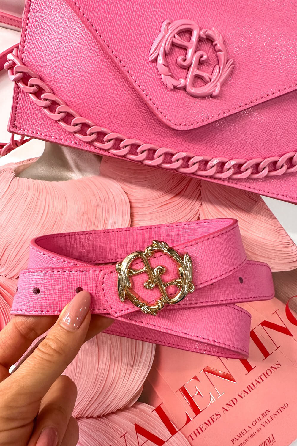 Rococo Logo Candy Pink Ζώνη - Λεπτή Με Χρυσή Αγκράφα - Εικόνα 9