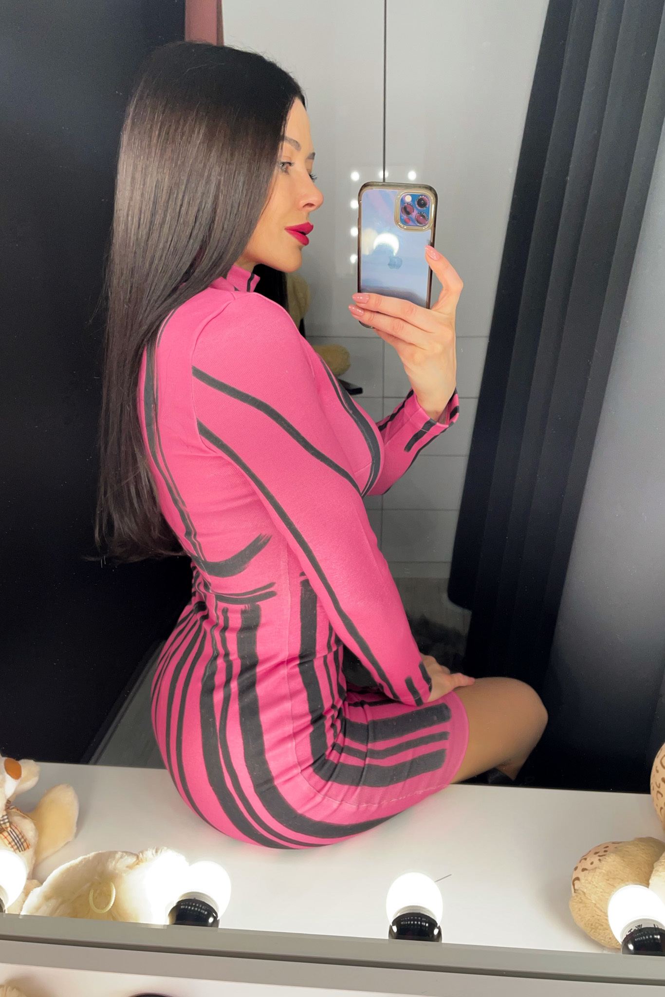 Focus On Myself Bodycon Πλεκτό Φόρεμα - Pink - Εικόνα 11