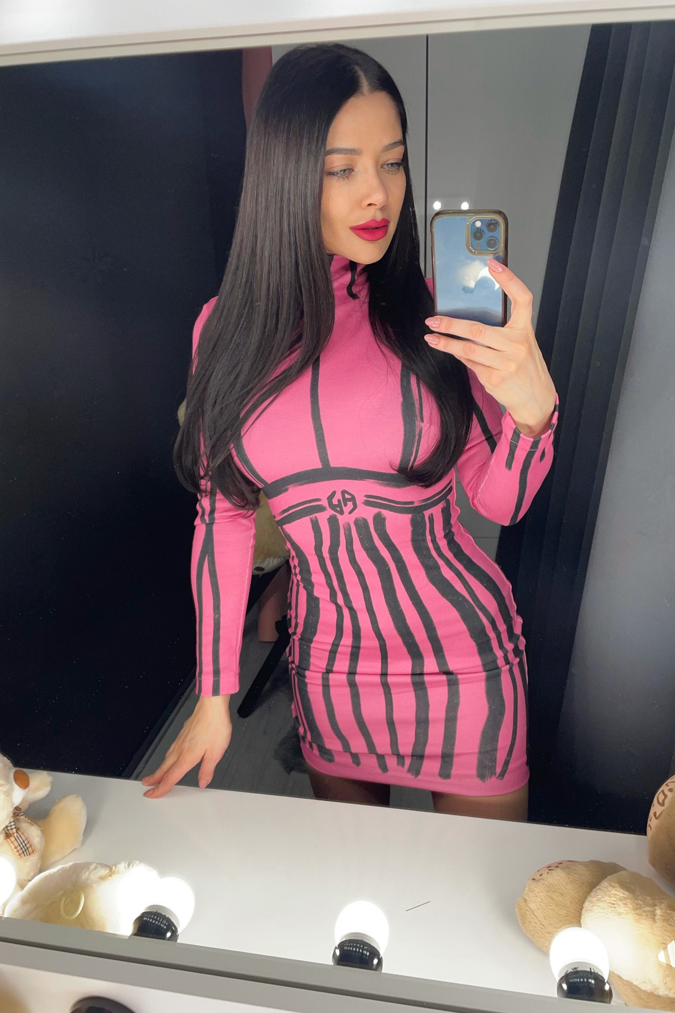 Focus On Myself Bodycon Πλεκτό Φόρεμα - Pink - Εικόνα 10