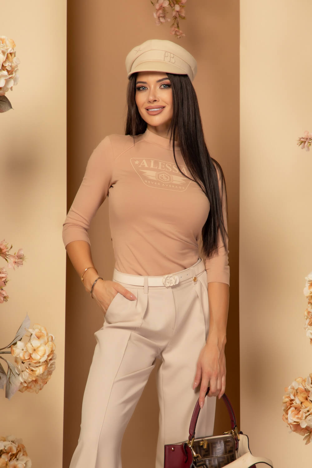 Stylish Everyday Μπλούζα Με 3/4 Μανίκι - Nude - Εικόνα 16