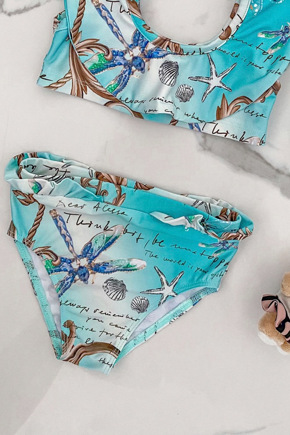 All I Want Is A Yacht mini Μαγιό Μπικίνι Ruffles - Aqua - Εικόνα 6