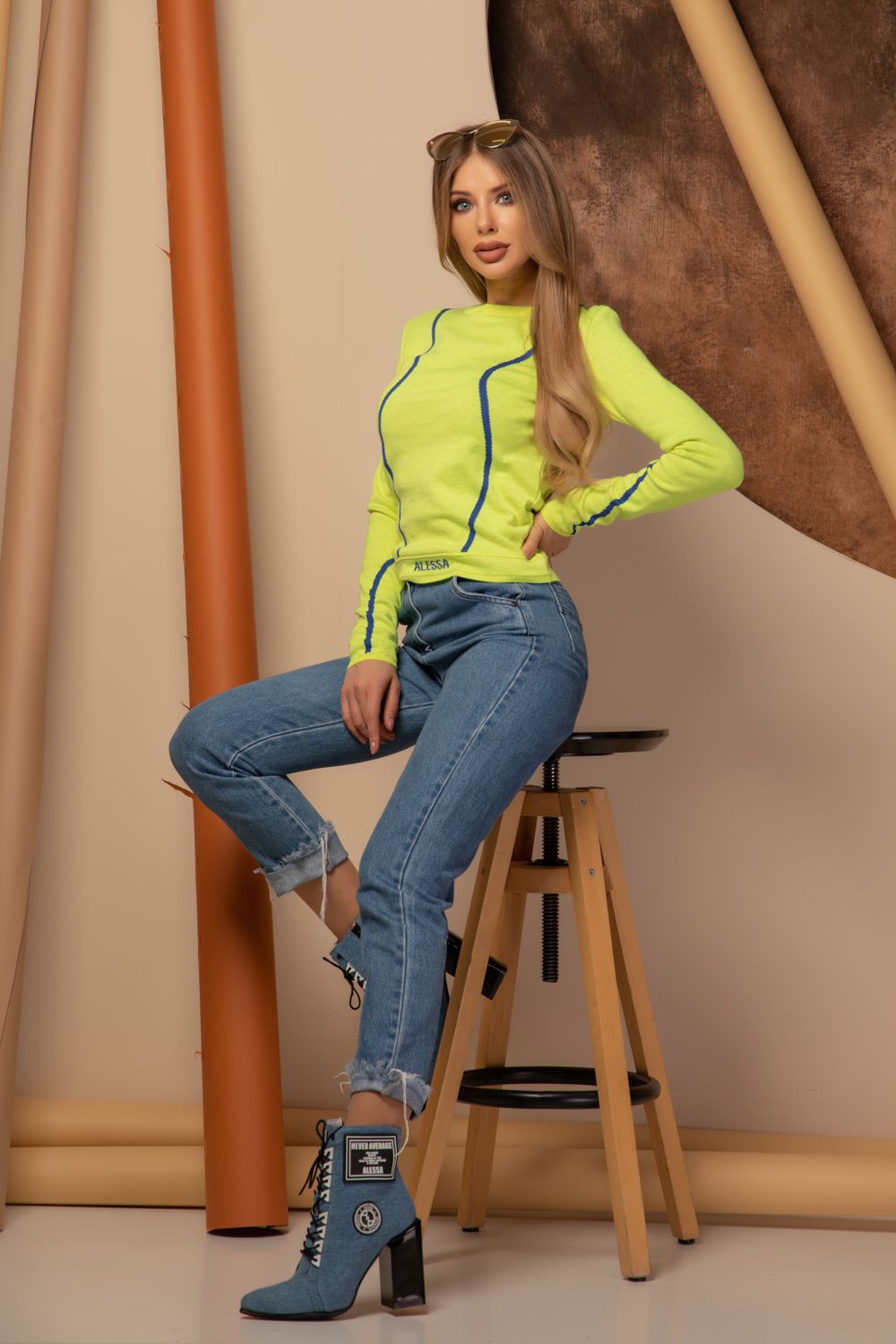 Alessa Hug Πουλόβερ Πλεκτό - Neon Yellow - Εικόνα 8