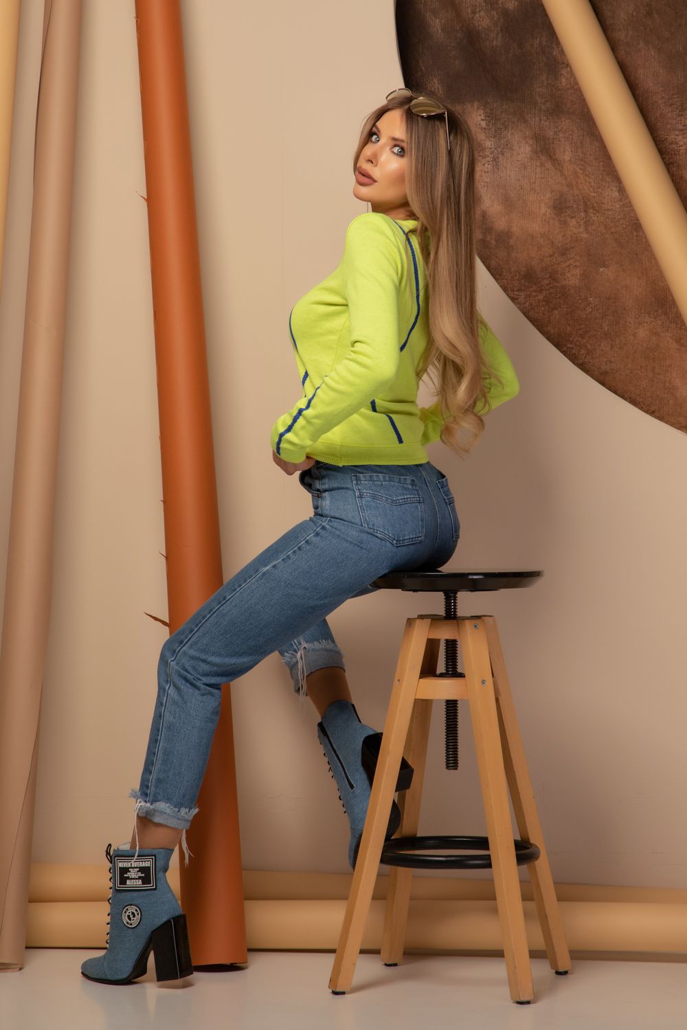 Alessa Hug Πουλόβερ Πλεκτό - Neon Yellow - Εικόνα 9