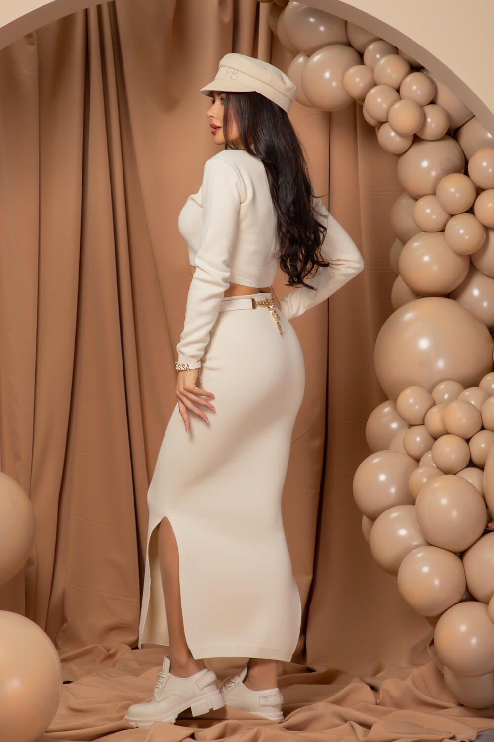 Elegance Embrace Πλεκτή Φούστα - Cream - Εικόνα 16