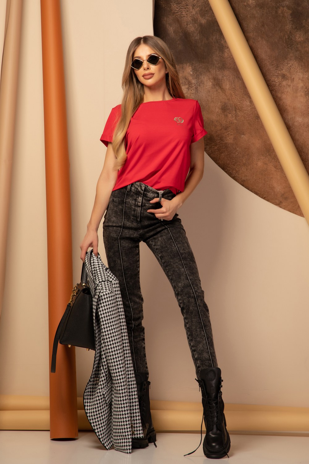 Alessa Rococo Logo T-shirt από Βαμβάκι - Red - Εικόνα 10