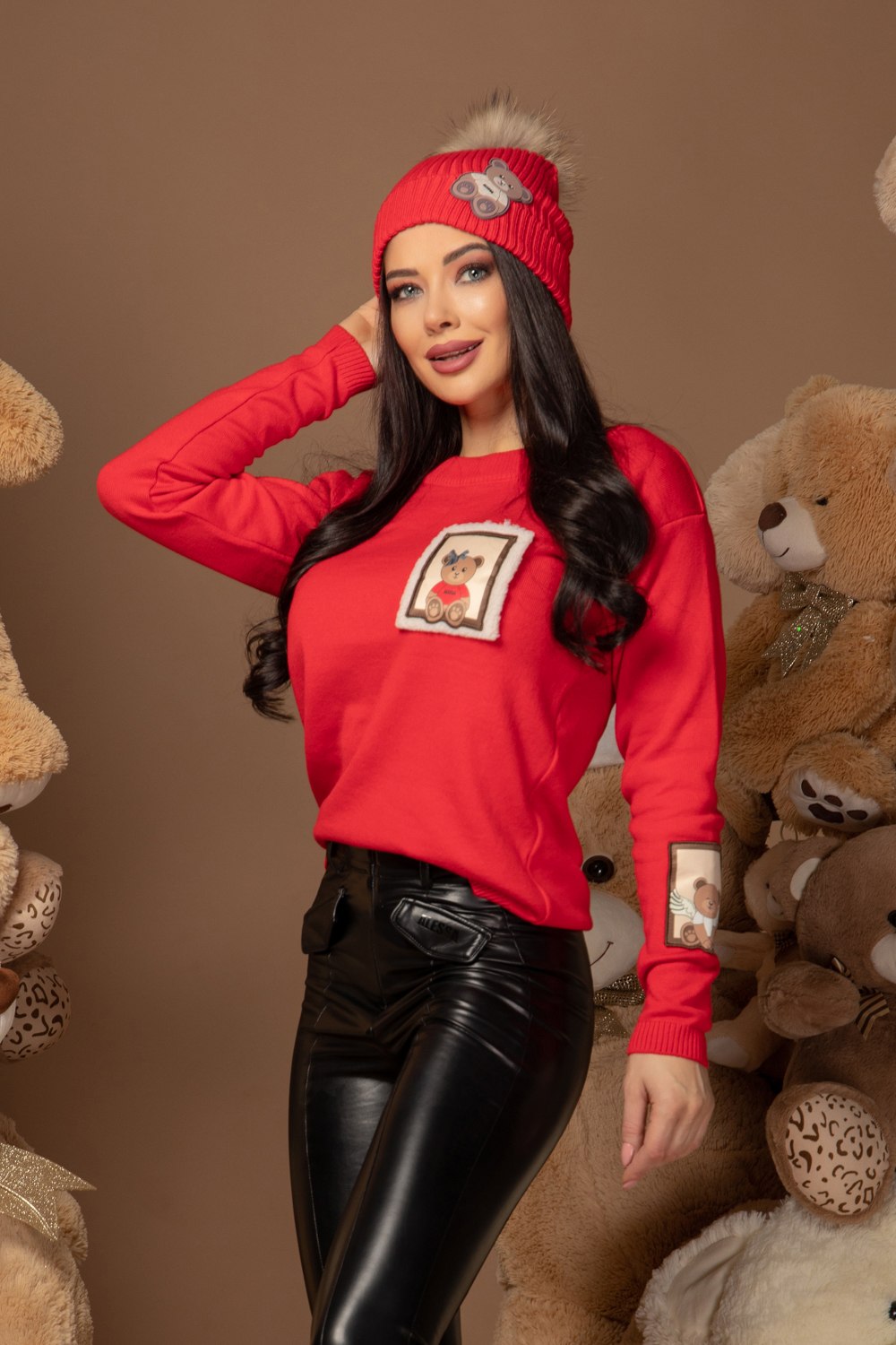 Bear hug Πουλόβερ Πλεκτό - Red - Εικόνα 14