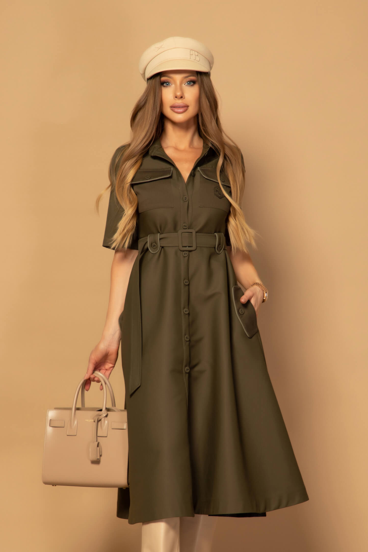 Elevated Essentials Φόρεμα-καμπαρντίνα - Military - Εικόνα 14
