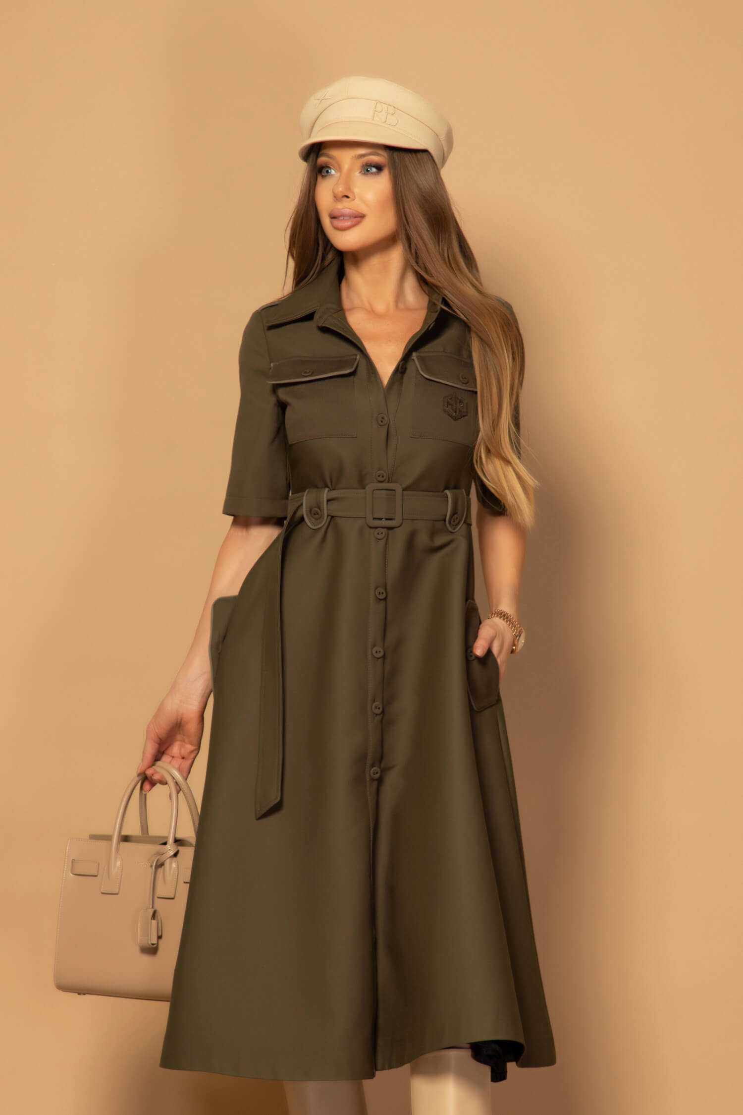 Elevated Essentials Φόρεμα-καμπαρντίνα - Military - Εικόνα 12